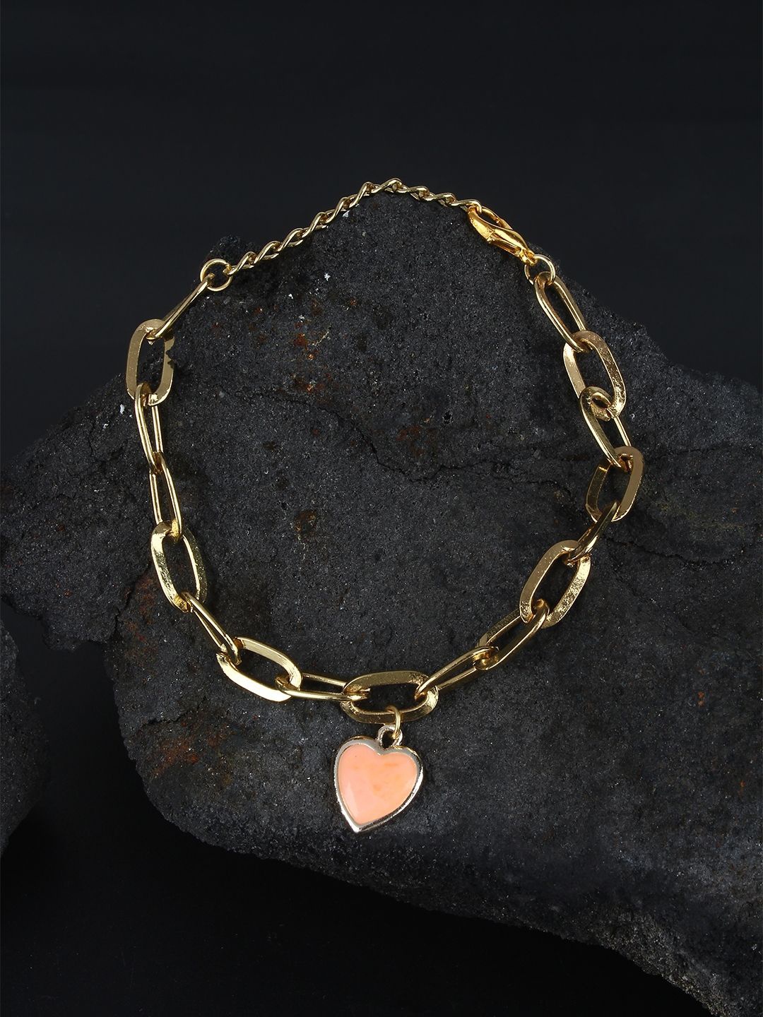 

KPOP Gold-Plated Heart Shaped Enamelled Charm Bracelet