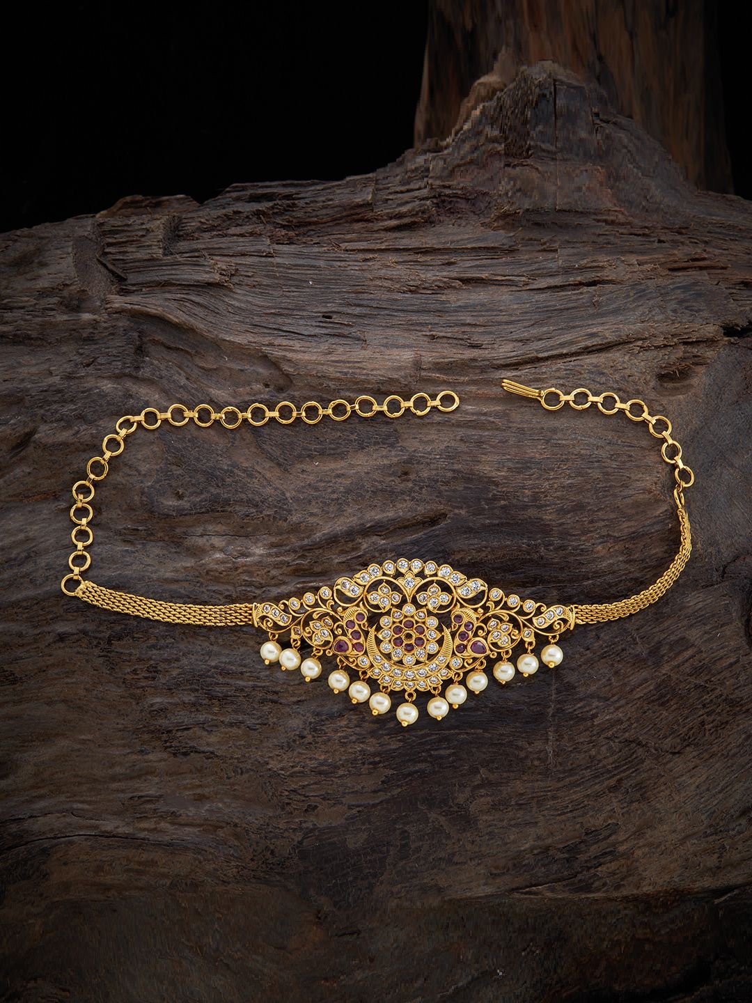 

Kushal's Fashion Jewellery Gold Plated Cubic Zirconia Antique Armlet Bracelet