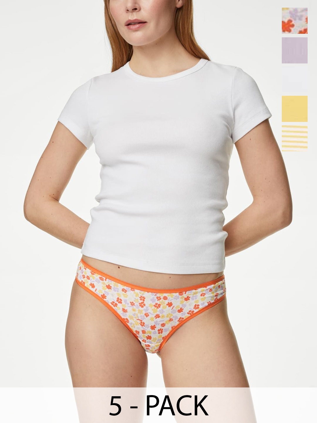 

Marks & Spencer Pack Of 5 Printed Cotton Basic Briefs T615184BSUNSHINE, Yellow