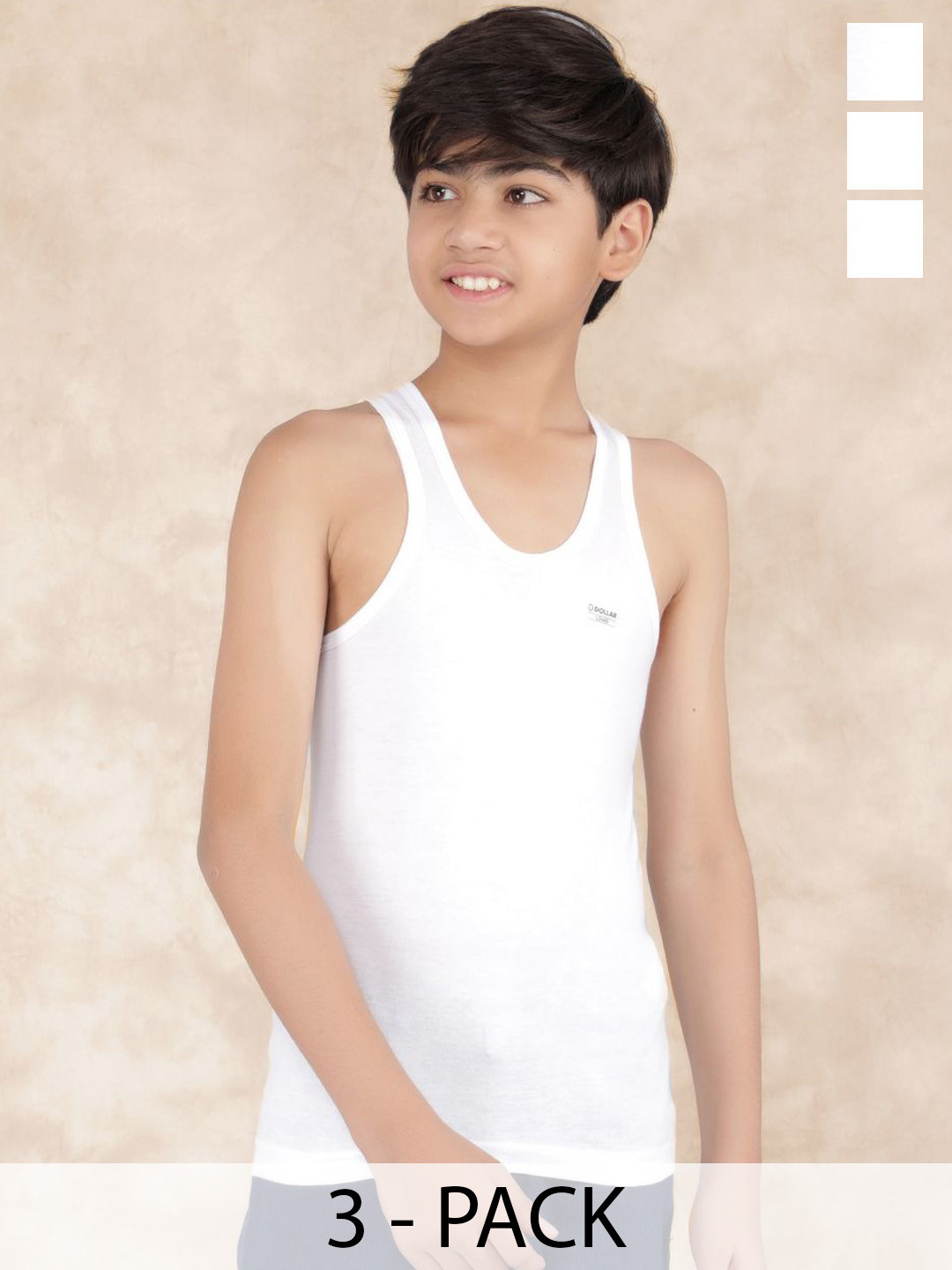 

Dollar Boys Pack Of 3 Undershirt Vests, White