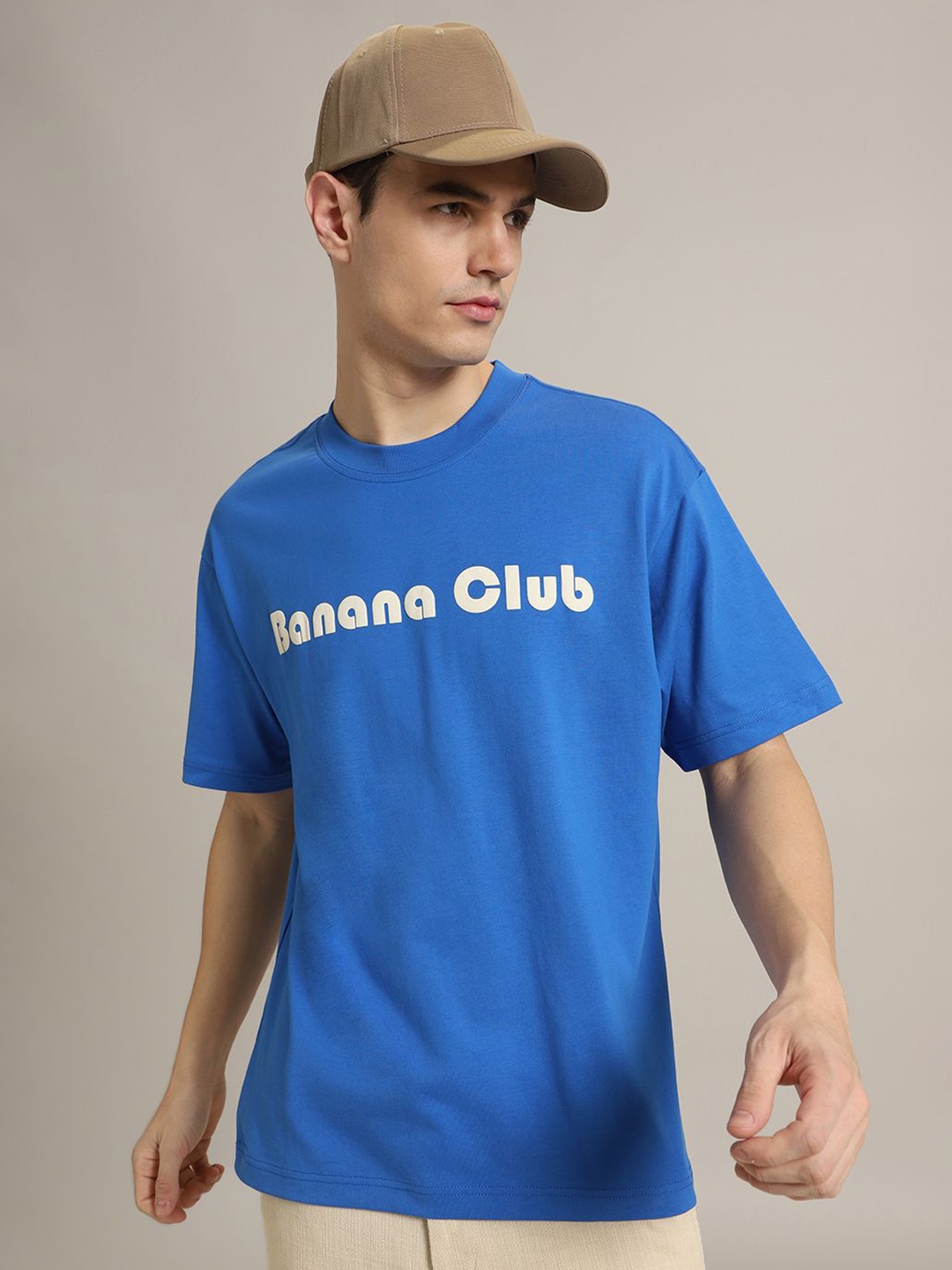 

Banana Club Men Brand Logo Printed T-shirt, Blue