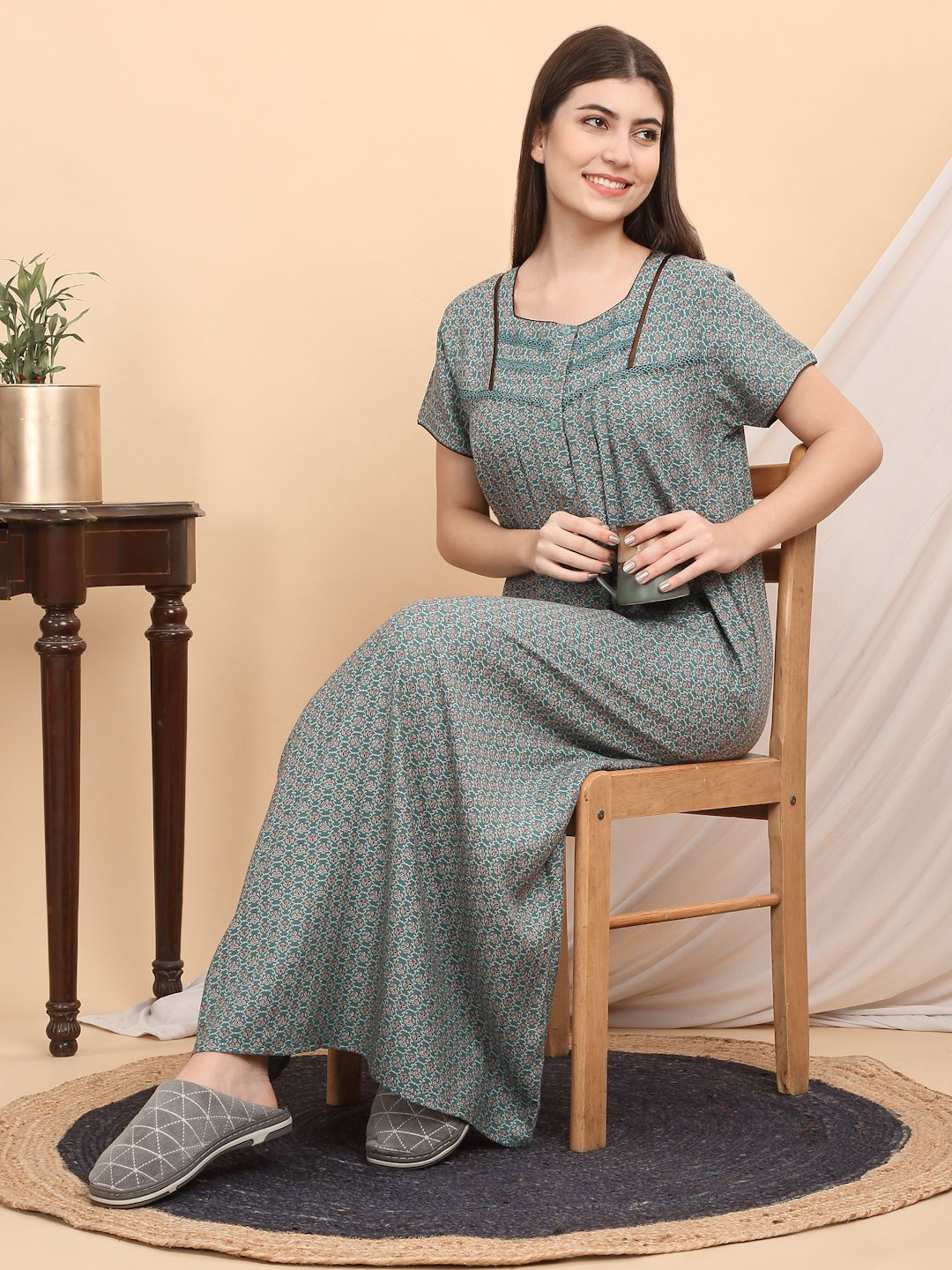 

Sweet Dreams Printed Maxi Nightdress, Green