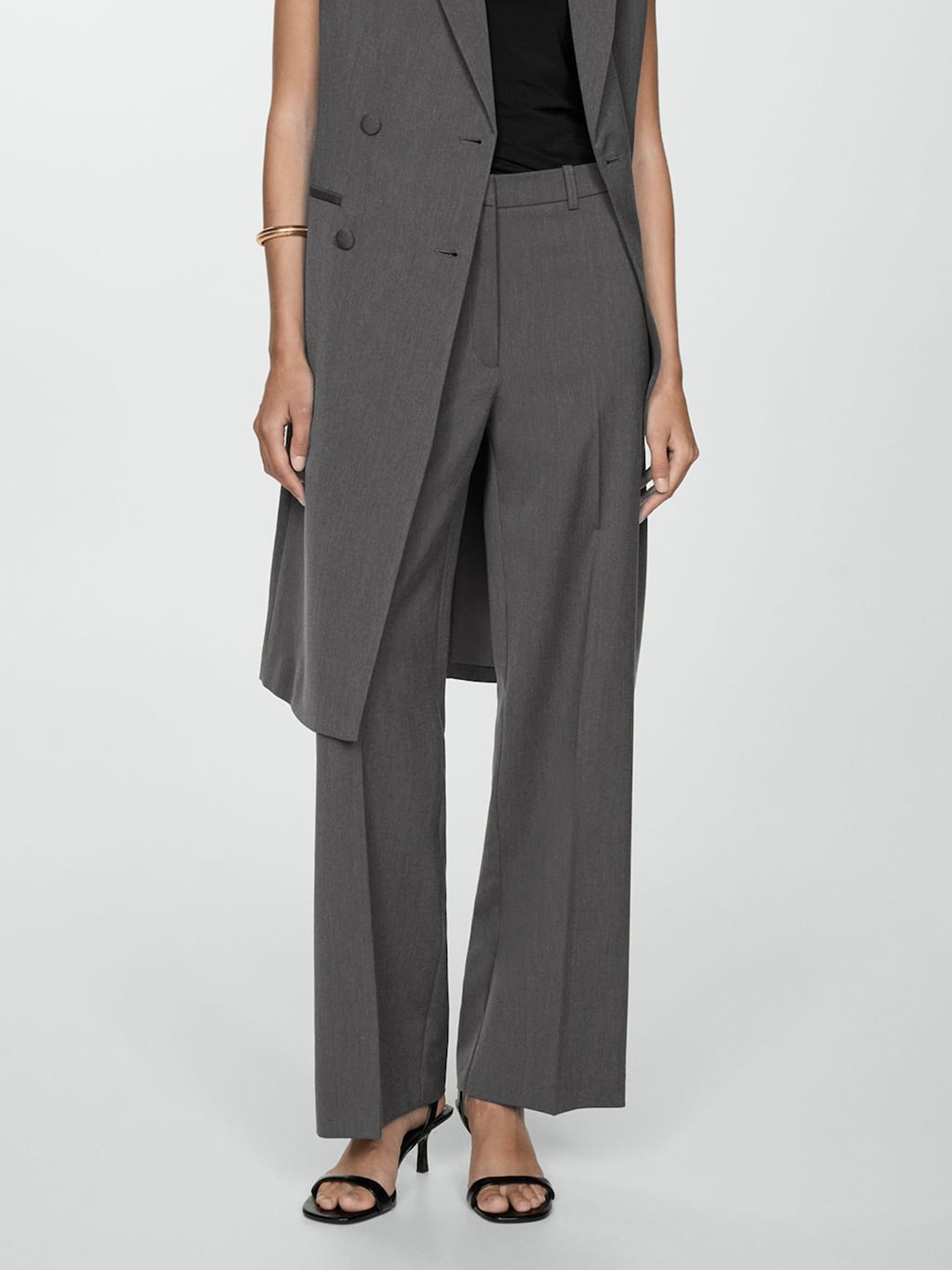 

MANGO Women Pleated Formal Trousers, Grey