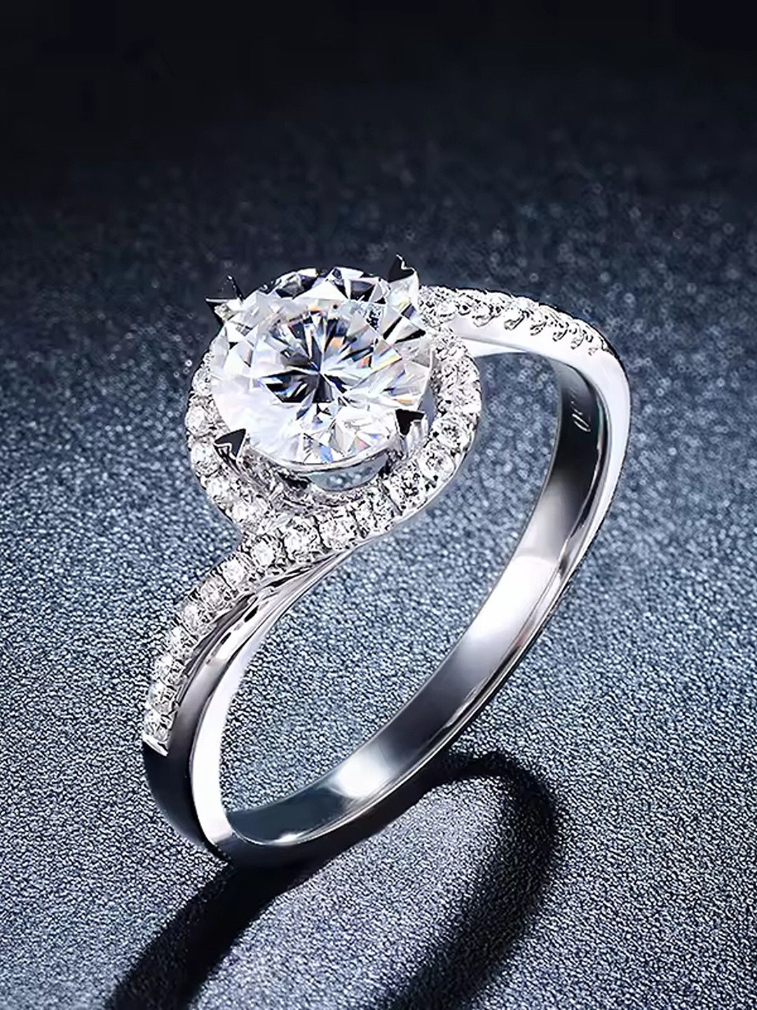 

Heer Collection Silver-Plated Stone-Studded Adjustable Finger Ring
