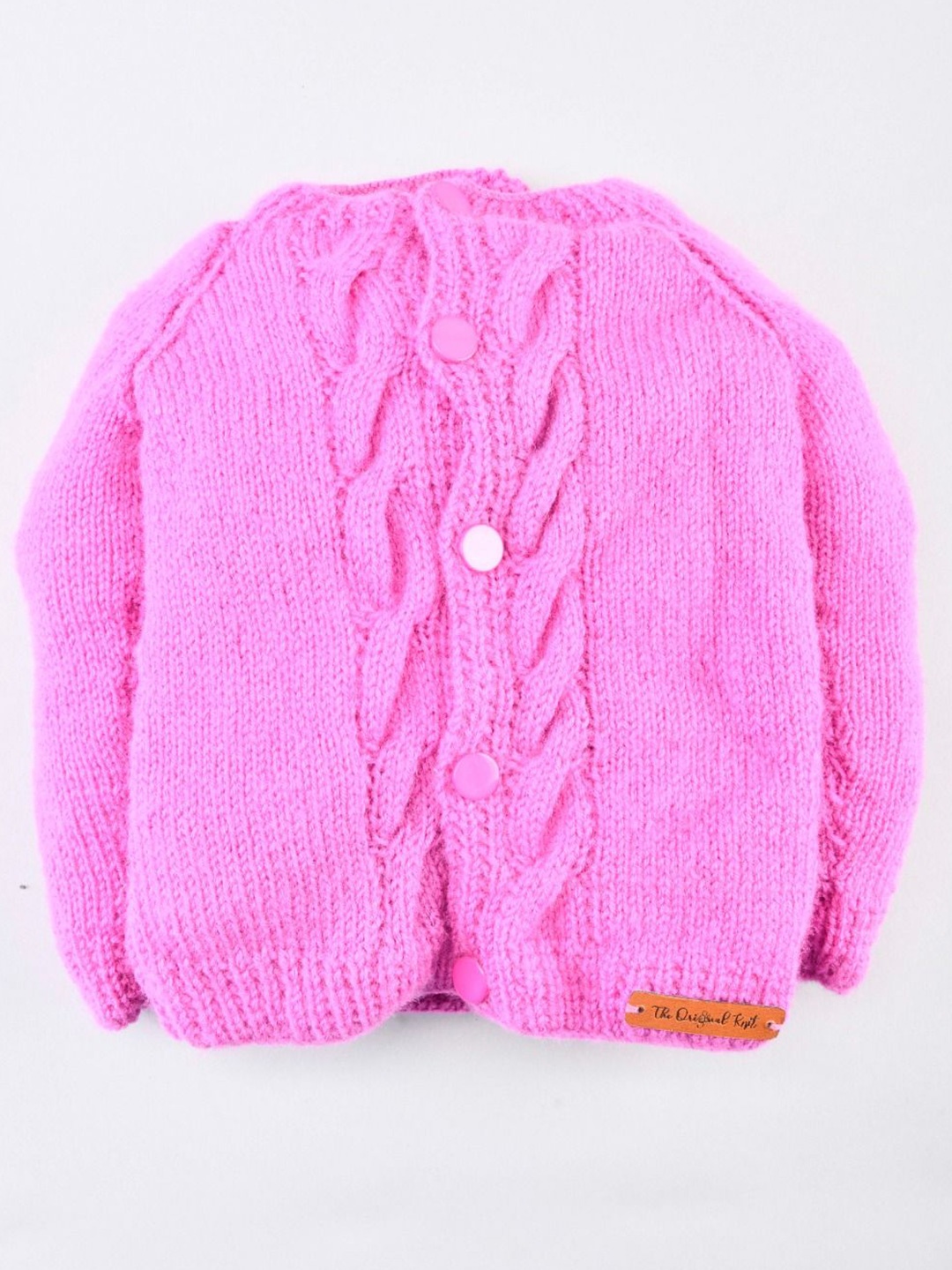 

The Original Knit Kids Cable Knit Self Design Cardigan Sweaters, Pink