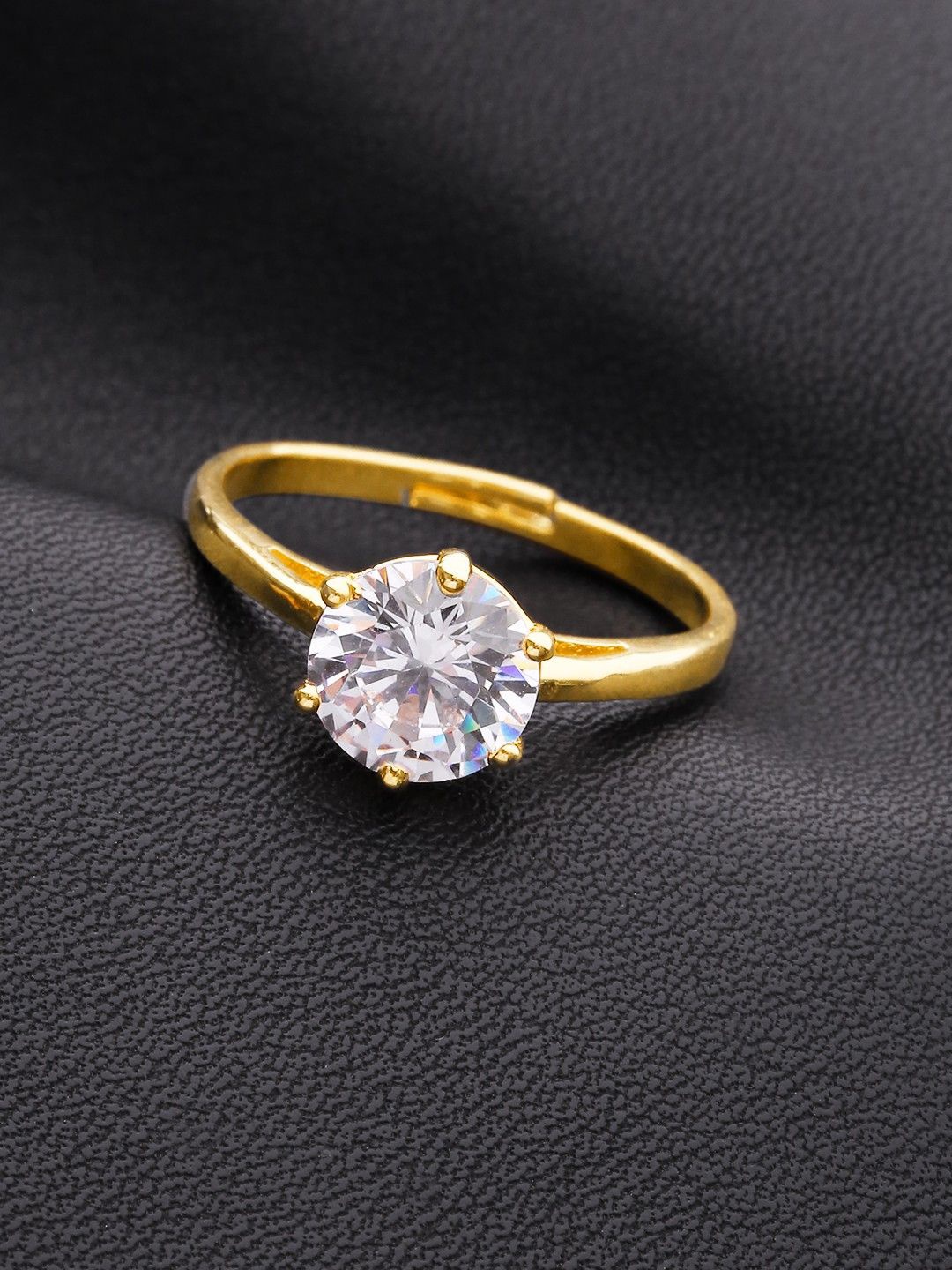 

Priyaasi Gold Plated American Diamond Studded Adjustable Finger Ring