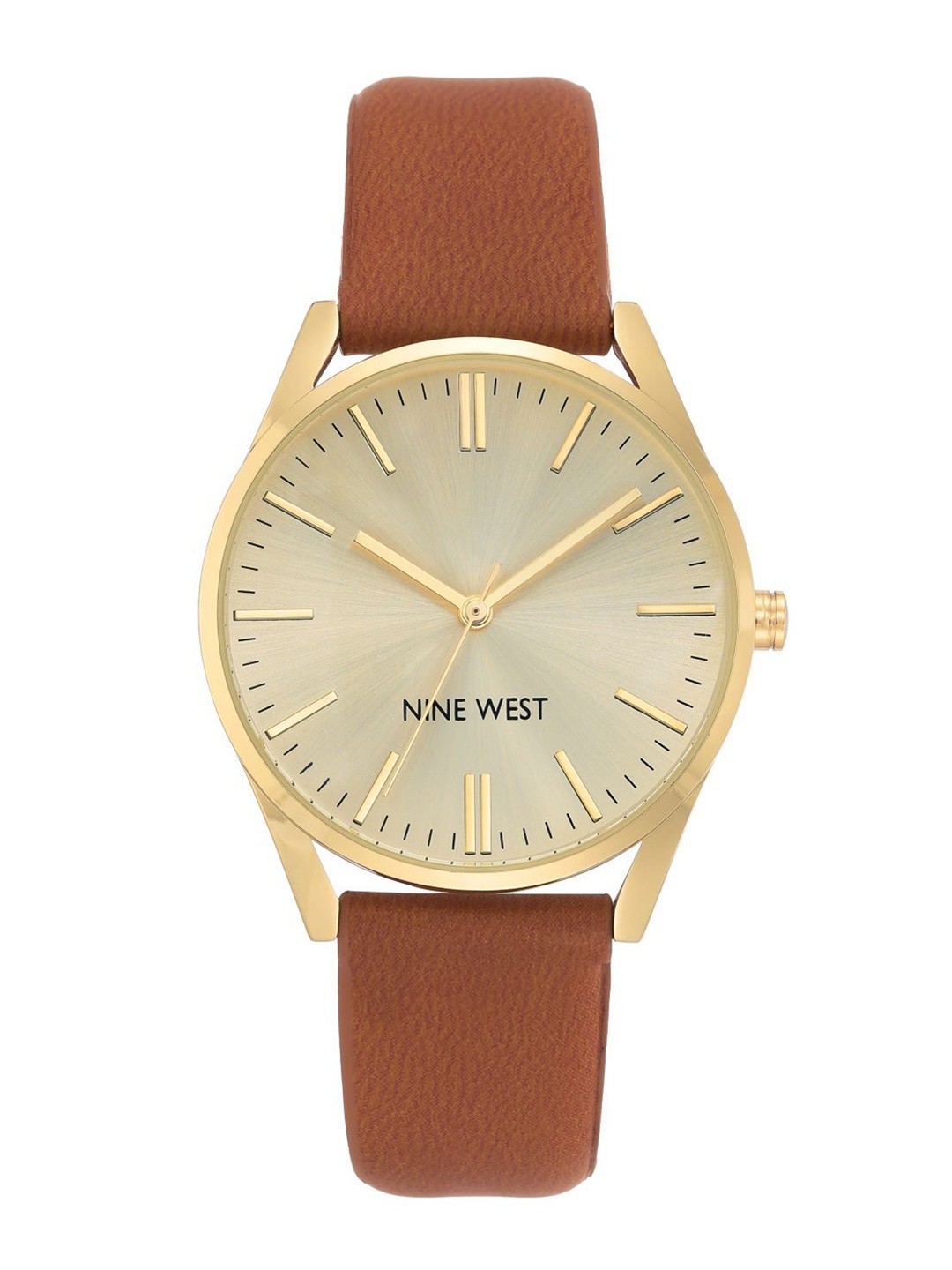 

Nine West Women Round Dial & Leather Straps Analogue Watch NW-1994CHHY, Gold