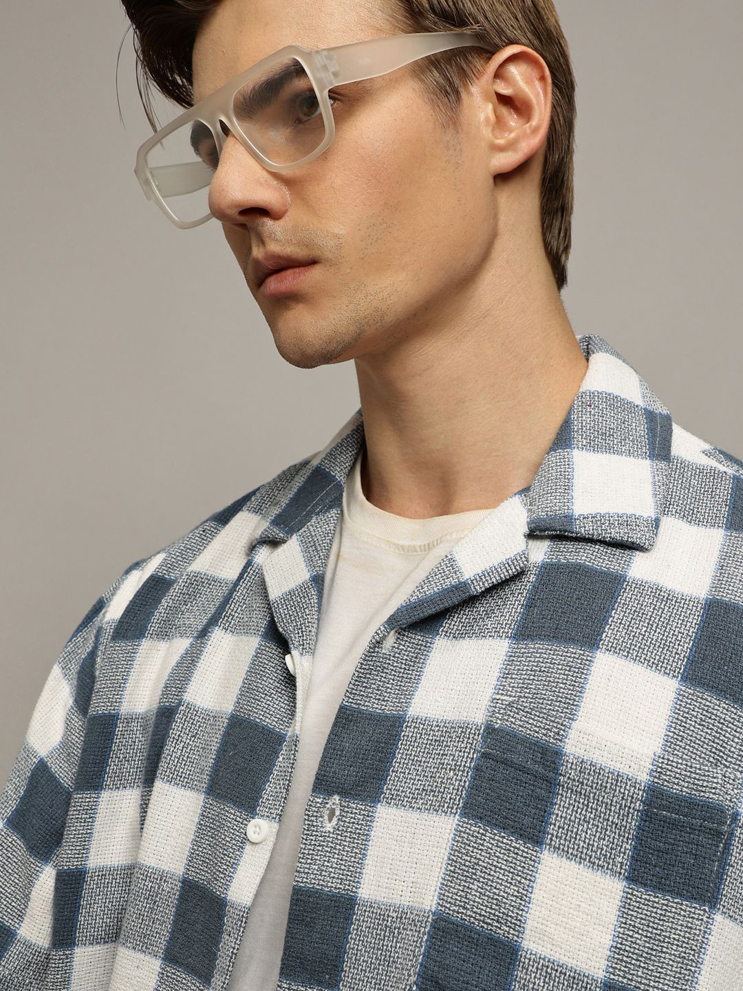 

The Roadster Lifestyle Co. Men Premium Buffalo Checked Cotton Oversized Casual Shirt, Blue