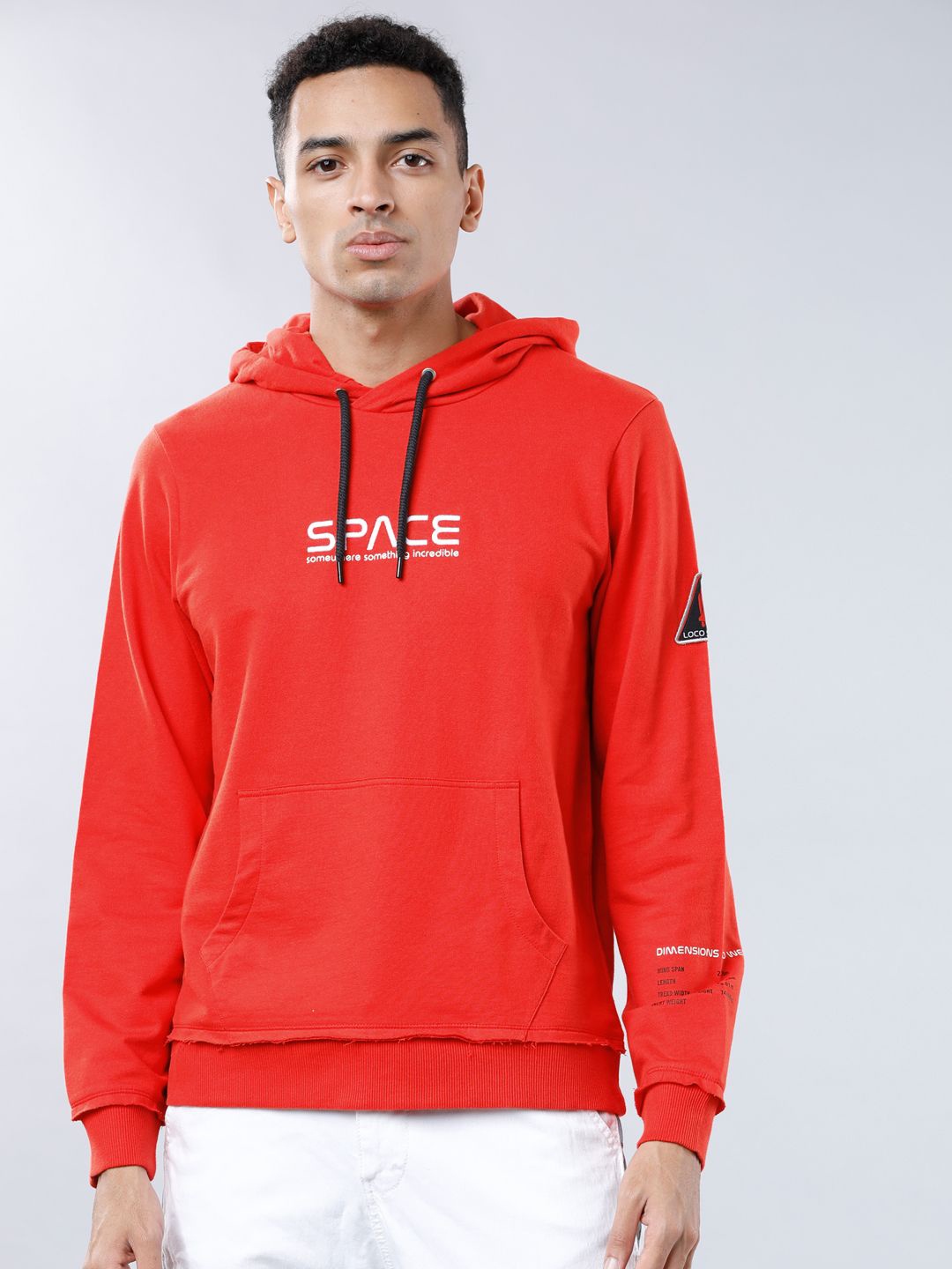 

HIGHLANDER Men Typography Printed Hood Pullover Sweatshirt, Red