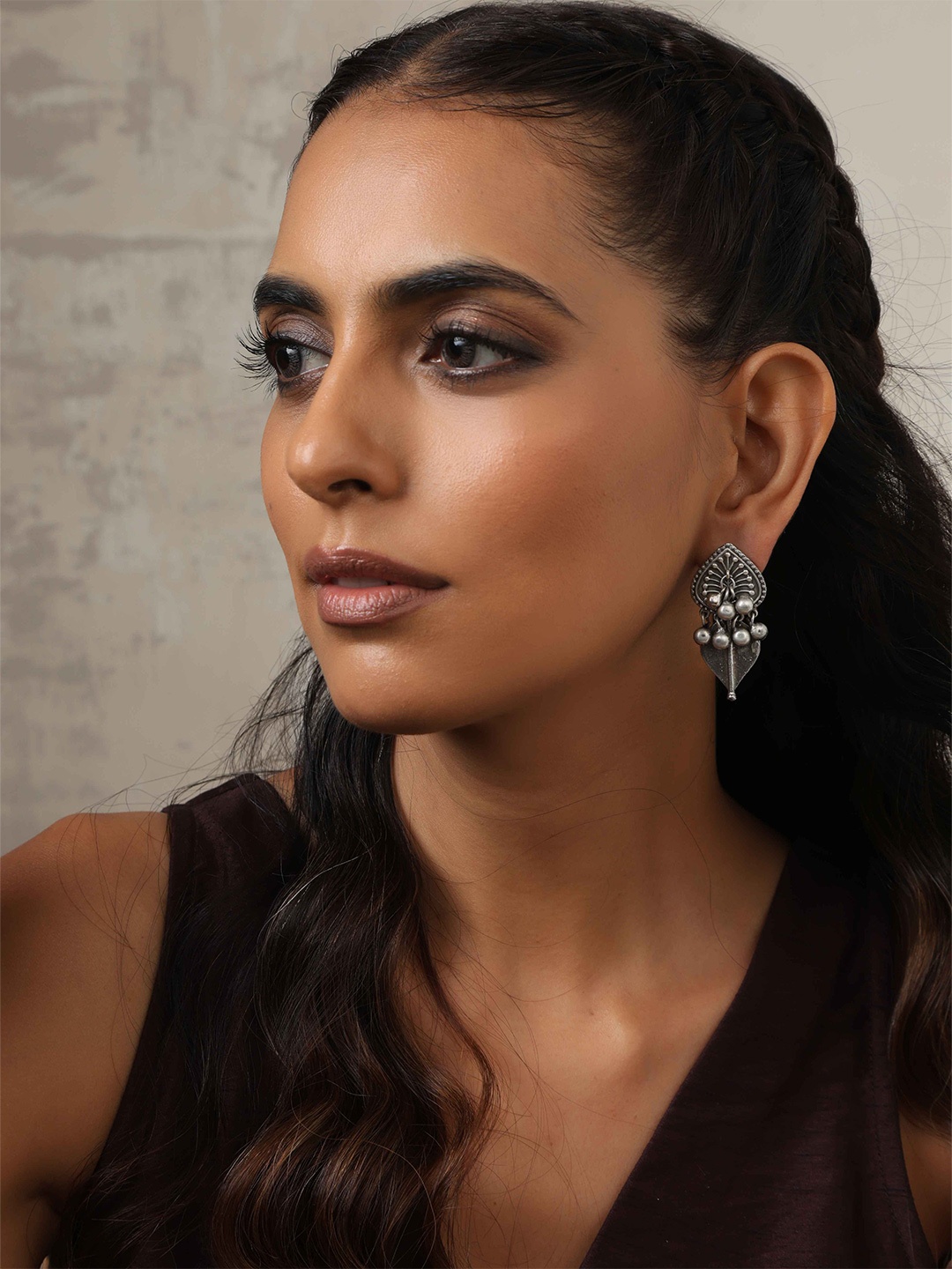 

trueBrowns Brass-Plated Contemporary Drop Earrings, Silver
