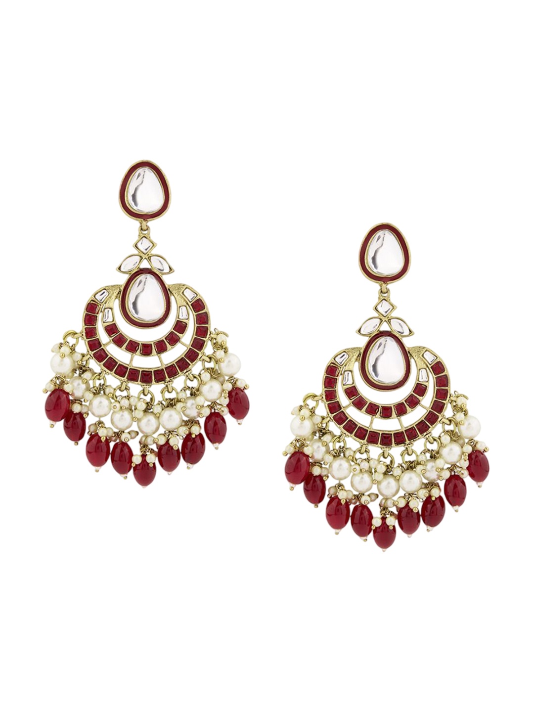 

Kalakrith Milano Kundan Studded & Pearls Beaded Chandbalis, Gold