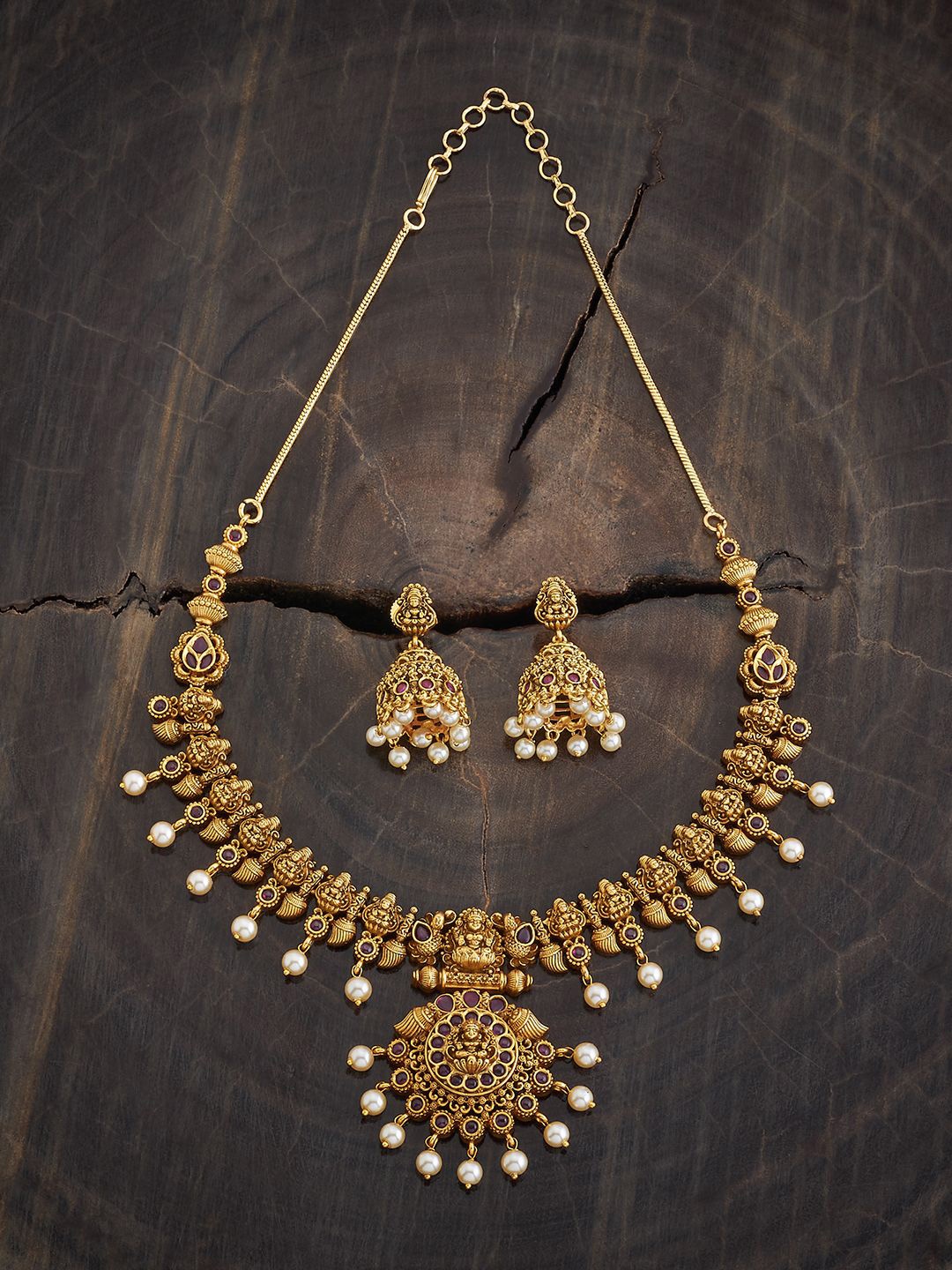 

Kushal's Fashion Jewellery Gold-Plated Stones-Studded Beaded Jewellery Set