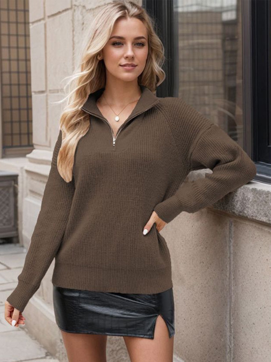 

StyleCast Women Striped Pullover, Brown