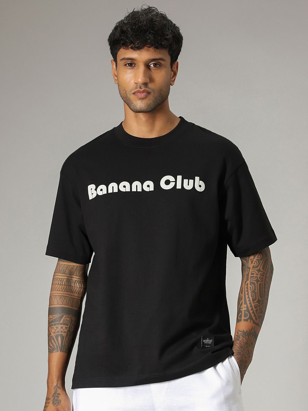 

Banana Club Men Brand Logo Printed T-shirt, Black