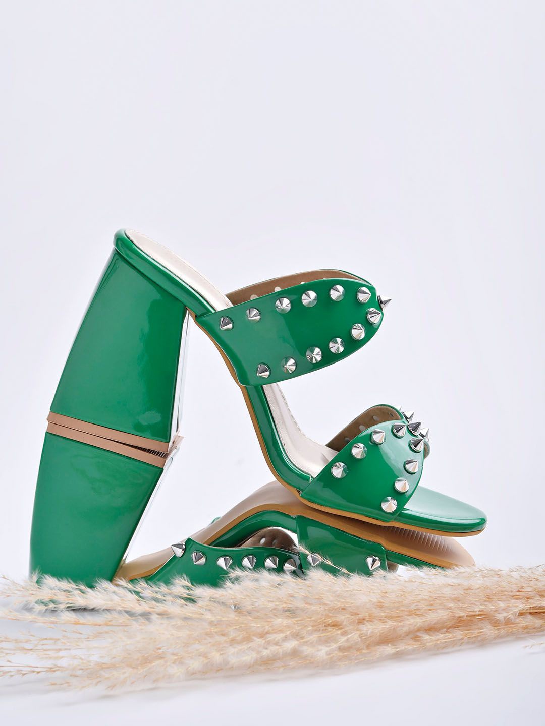 

Stylestry Women Open Back Block Sandals, Green