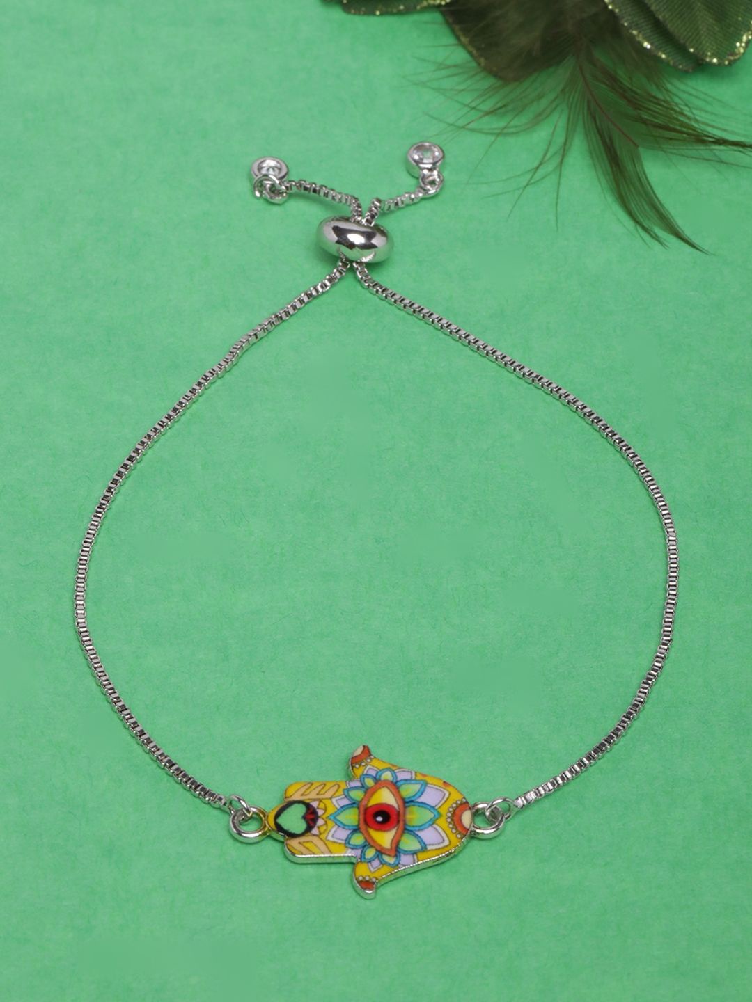 

KPOP Silver-Plated Evil Eye Enamelled Charm Bracelet