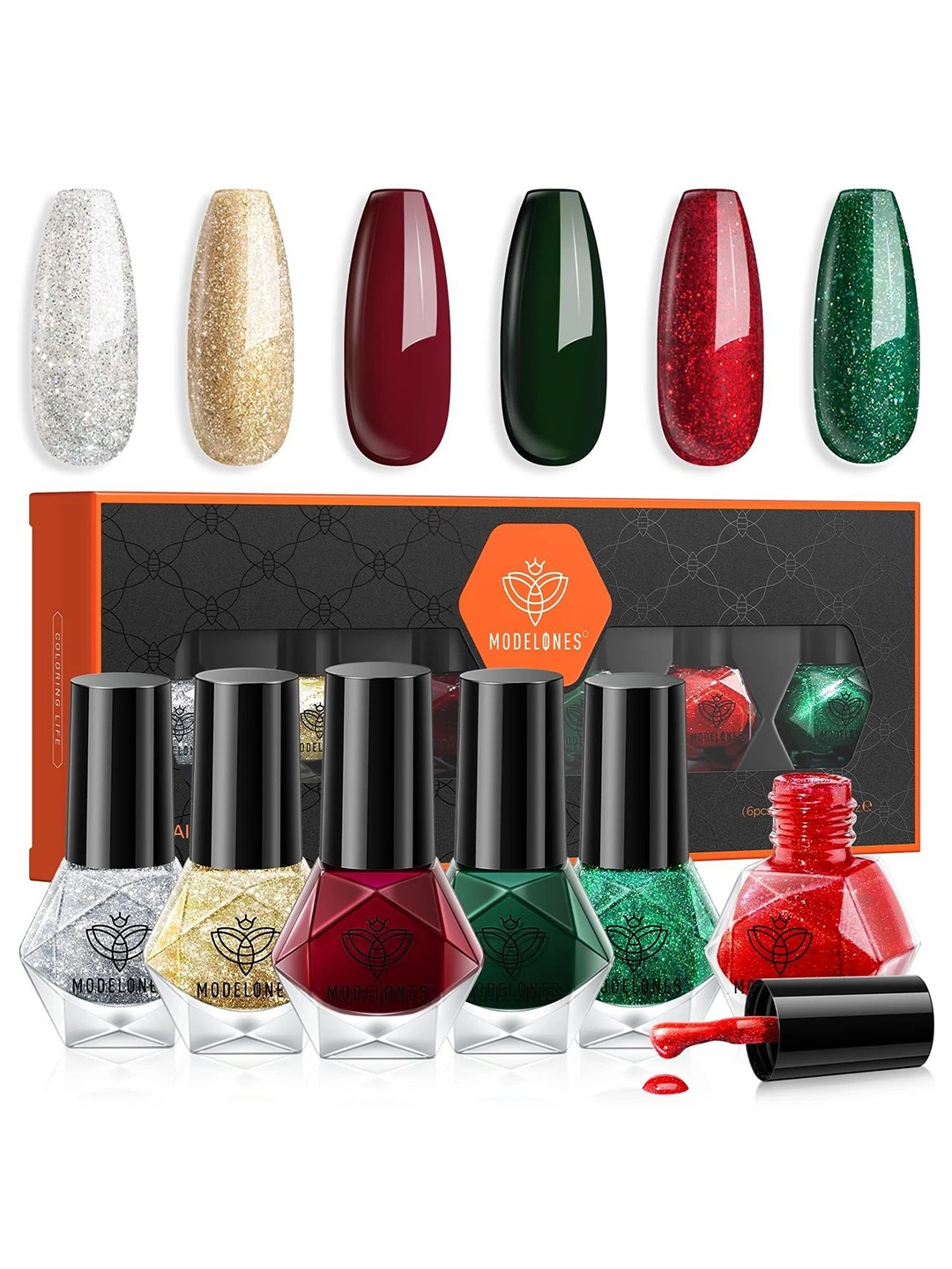 

Modelones Set Of 6 Bridal Nail Art Nail Polish - 5 ml Each - Merry Christmas, Multi