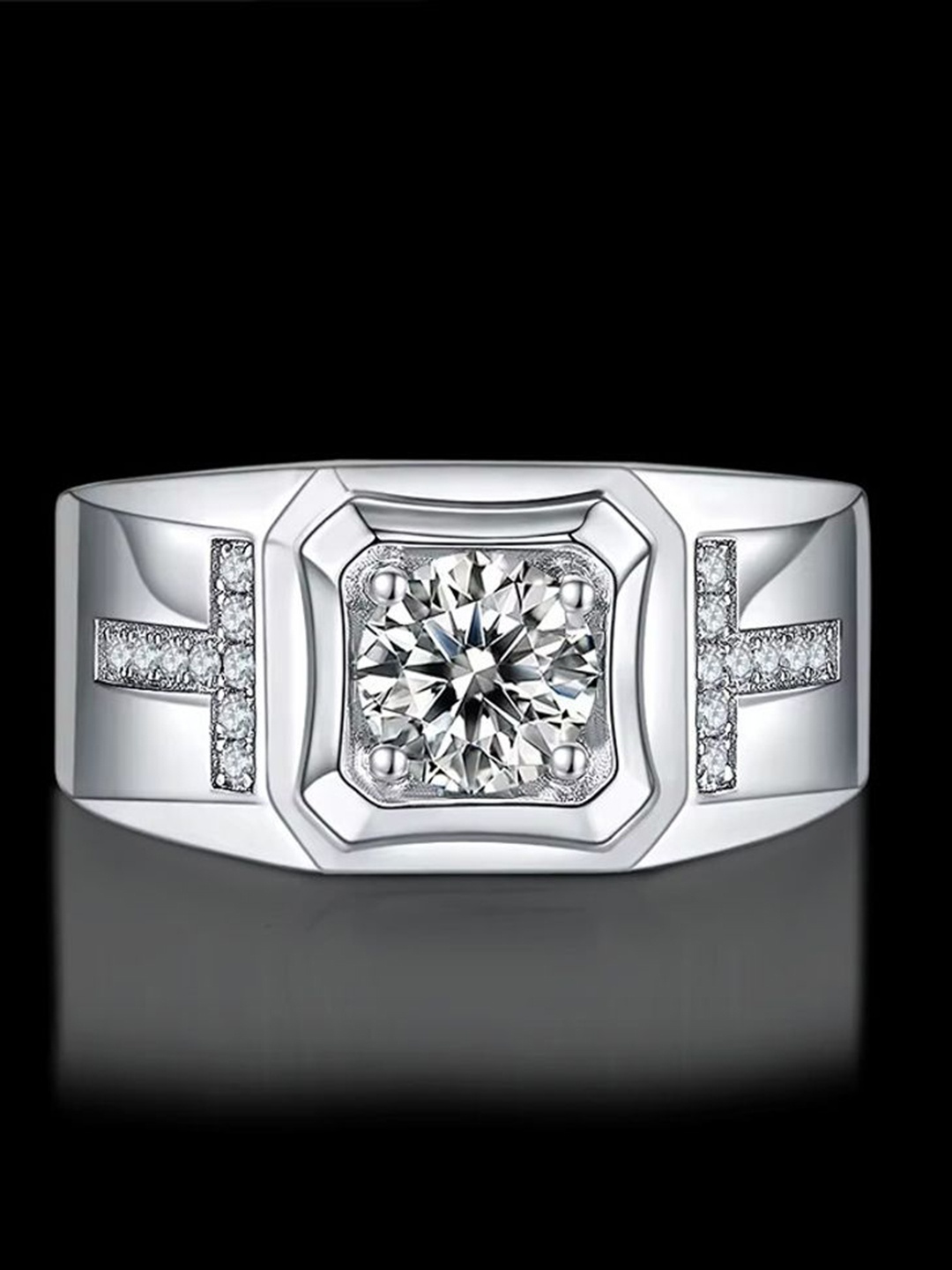 

Heer Collection Silver-Plated AD-Studded Finger Ring