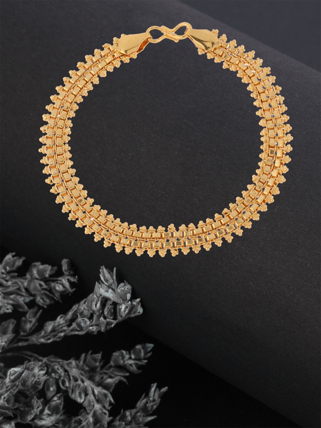

The ivora Doubal Gajara Men Gold-Plated Stainless Steel Wraparound Bracelet