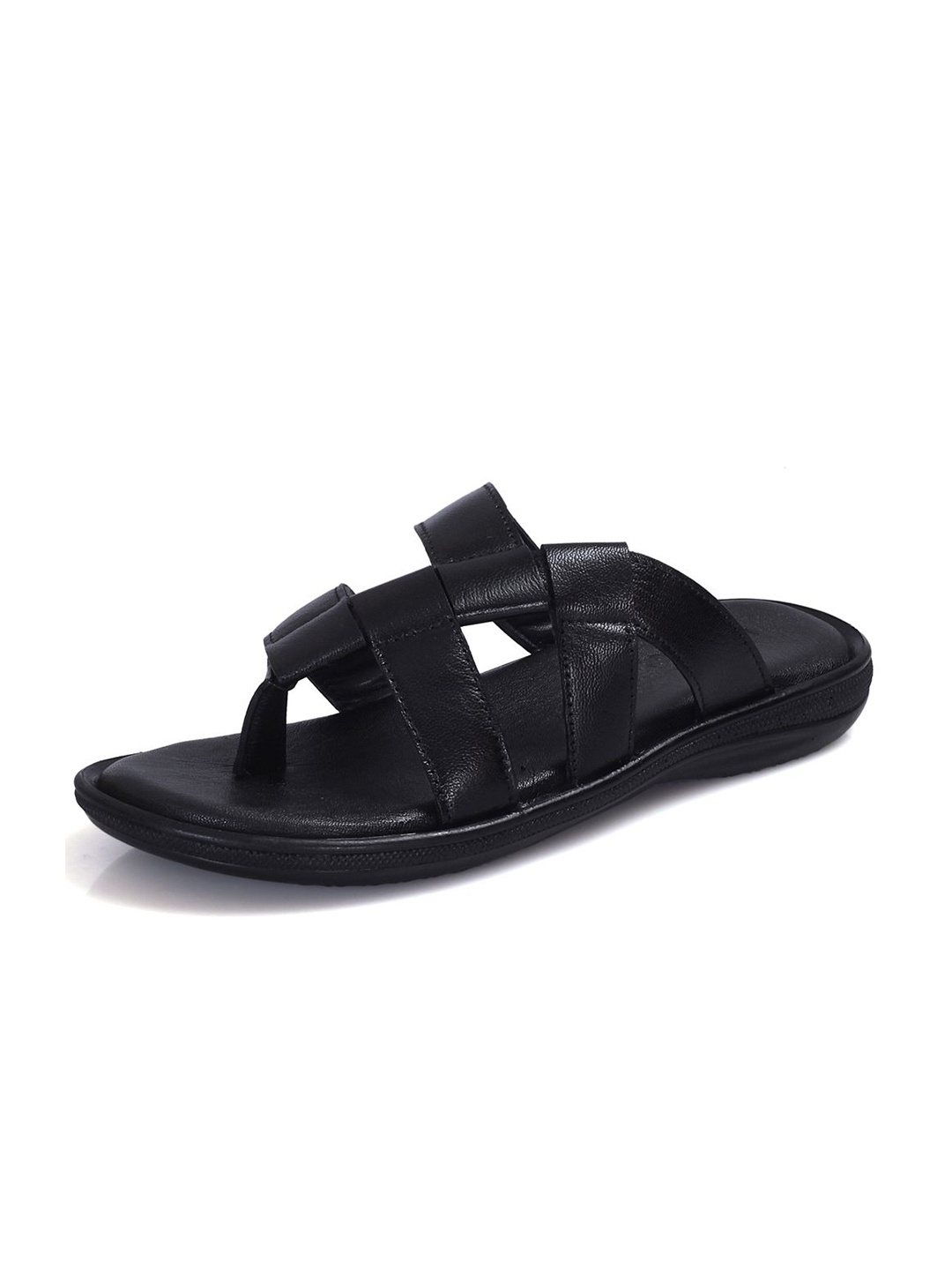 

Auserio Men Round Toe Textured Sandals, Black