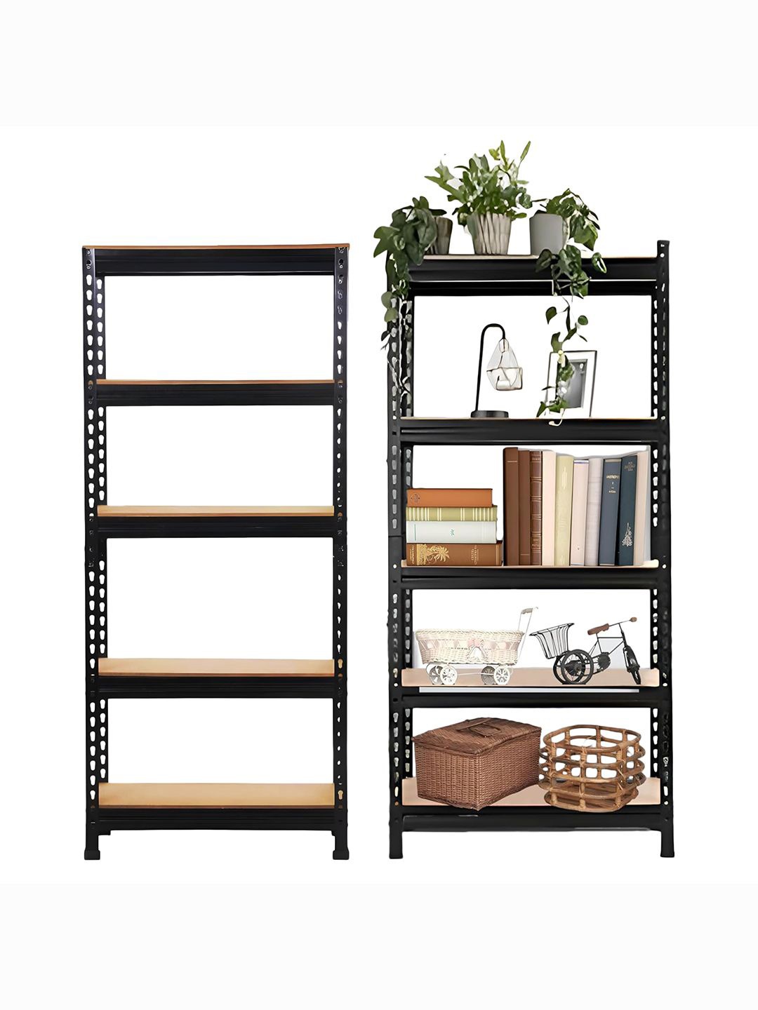 

Kuber Industries Brown & Black 2 Pieces Heavy 5 Tier Multipurpose Organisers