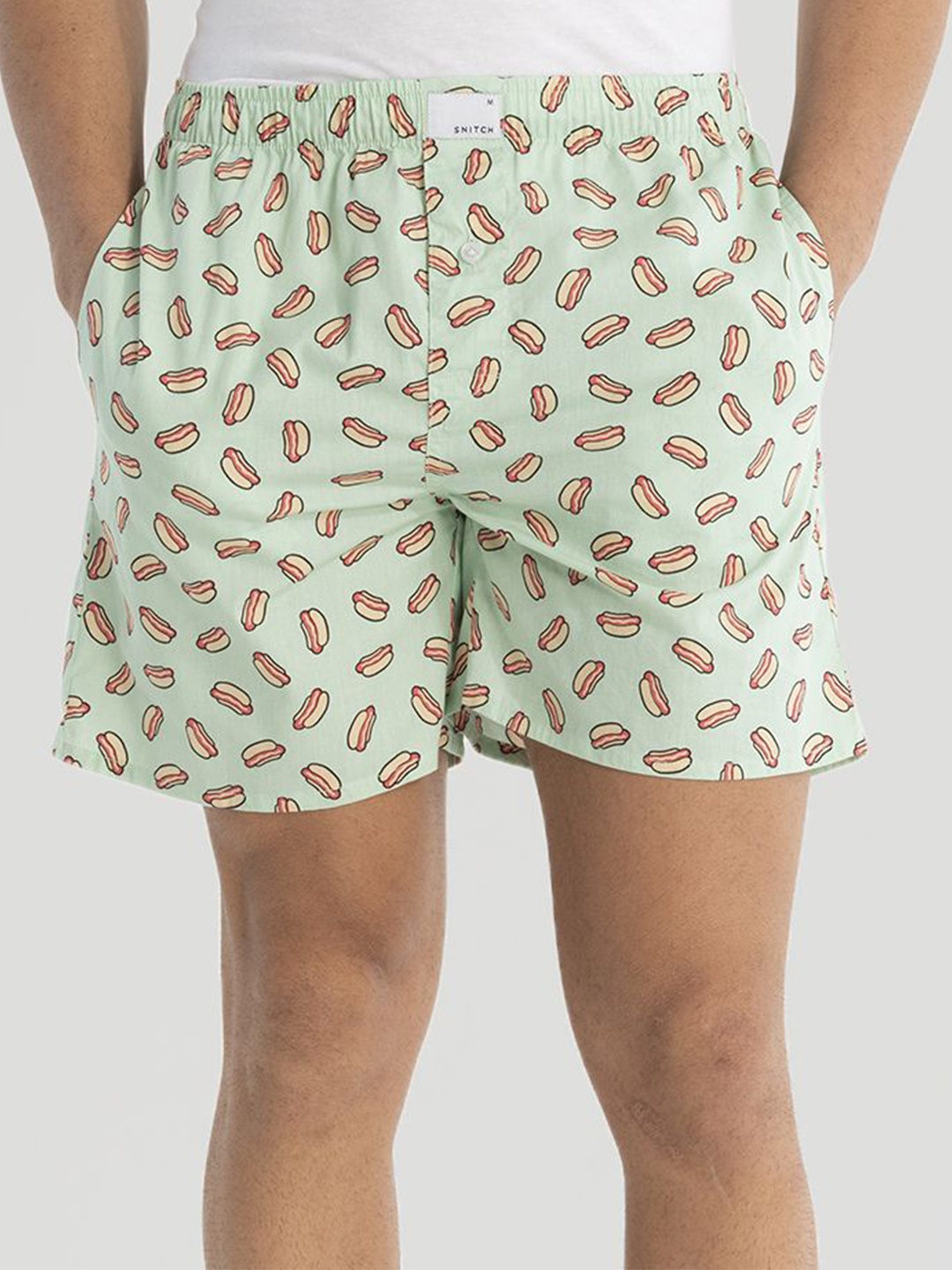 

Snitch Printed Cotton Boxers 4MSBX9258-02-S, Green