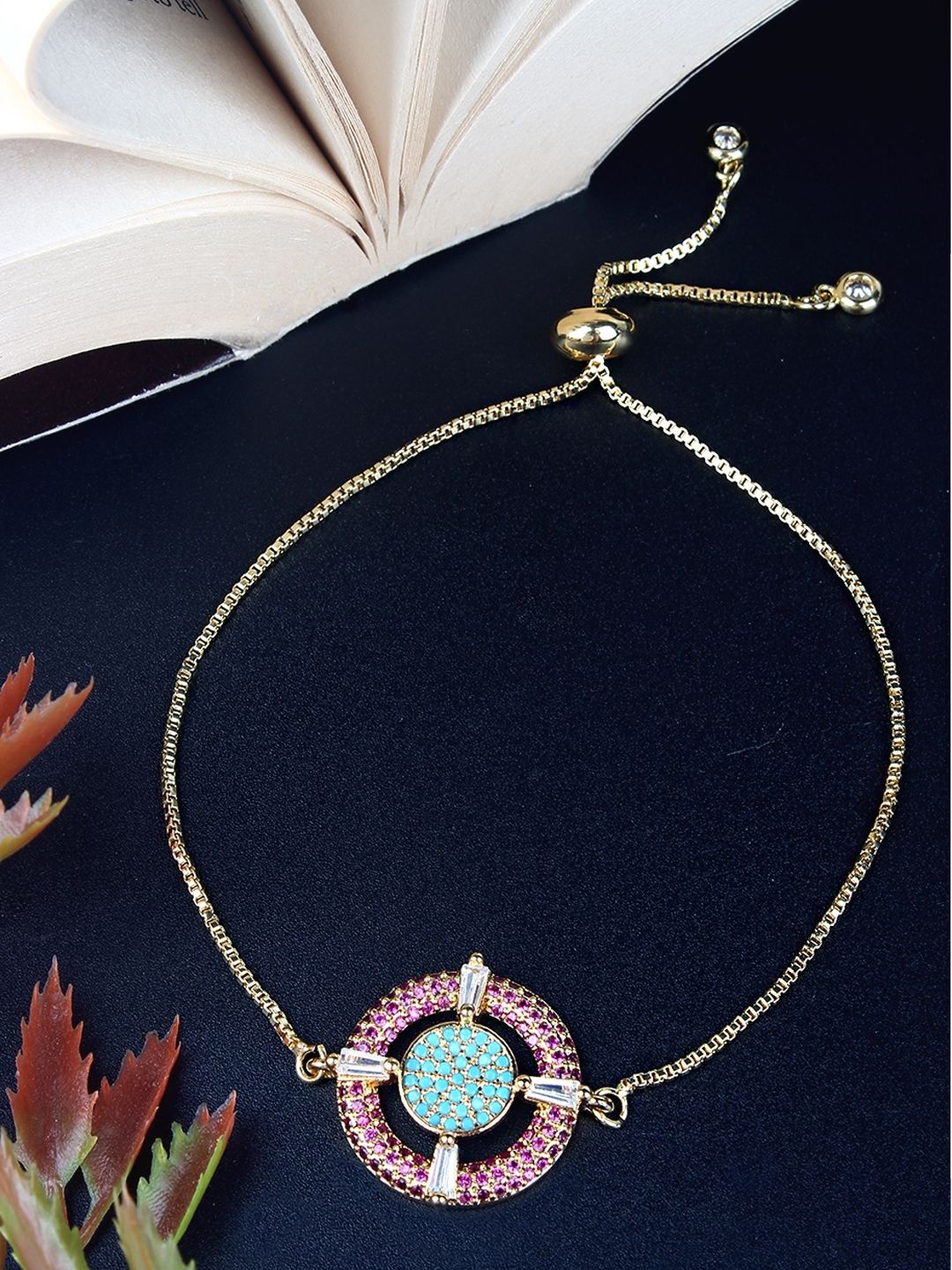 

KPOP Gold-Plated Cubic Zirconia Studded Charm Bracelet