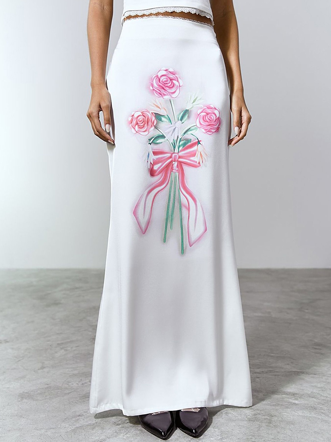 

LULU & SKY Printed A-line Maxi Skirts, White