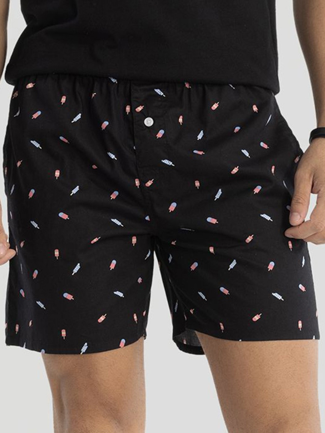 

Snitch Printed Pure Cotton Boxer 4MSBX9235, Black