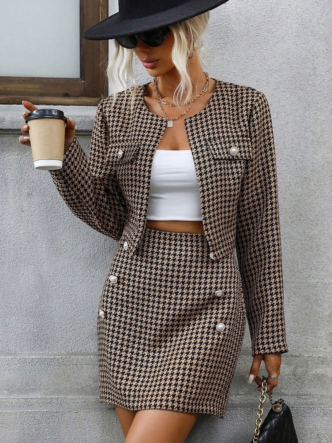 

KPOP Checked Top, Brown
