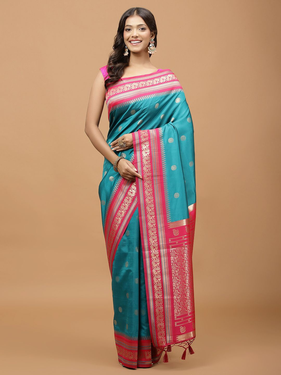 

Meena Bazaar Woven Design Zari Art Silk Saree, Blue