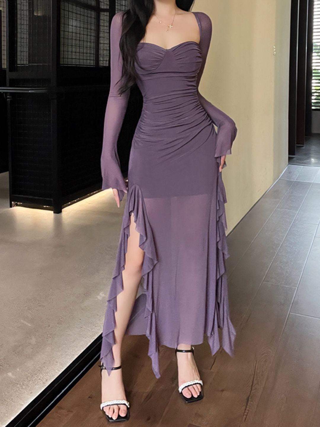 

KPOP Women Bodycon Maxi Dress, Purple