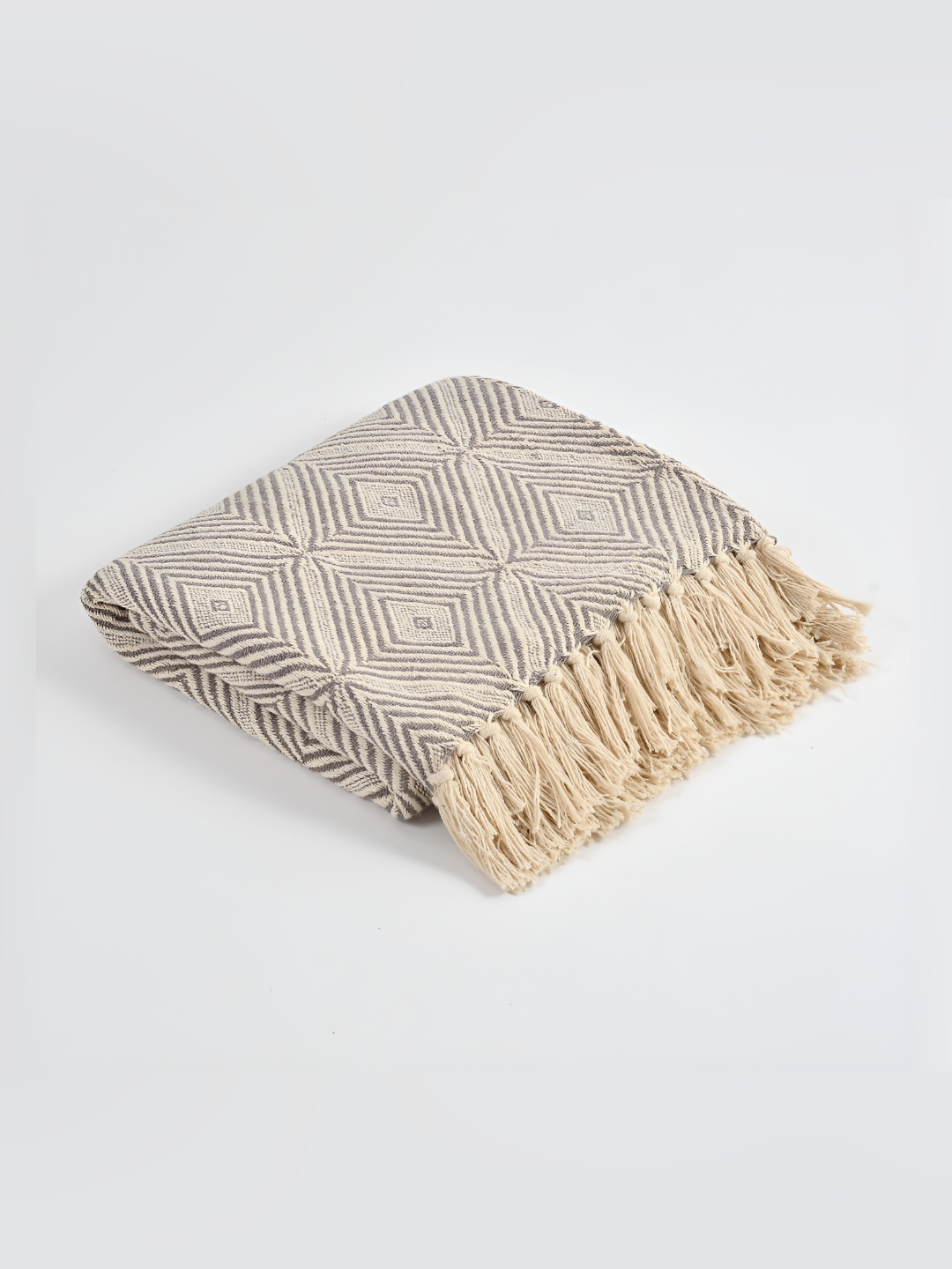 

SASHAA WORLD Grey Patterned Cotton Breathable Throws