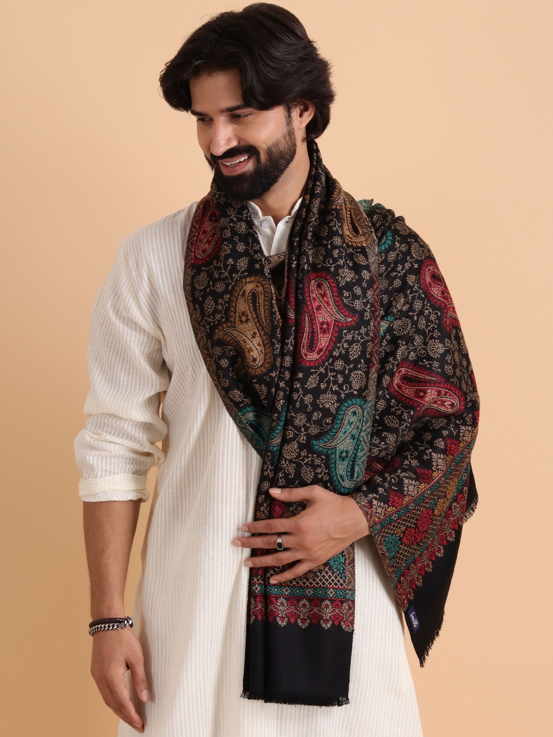 

Tweedle Paisley Woven Design Shawl, Black