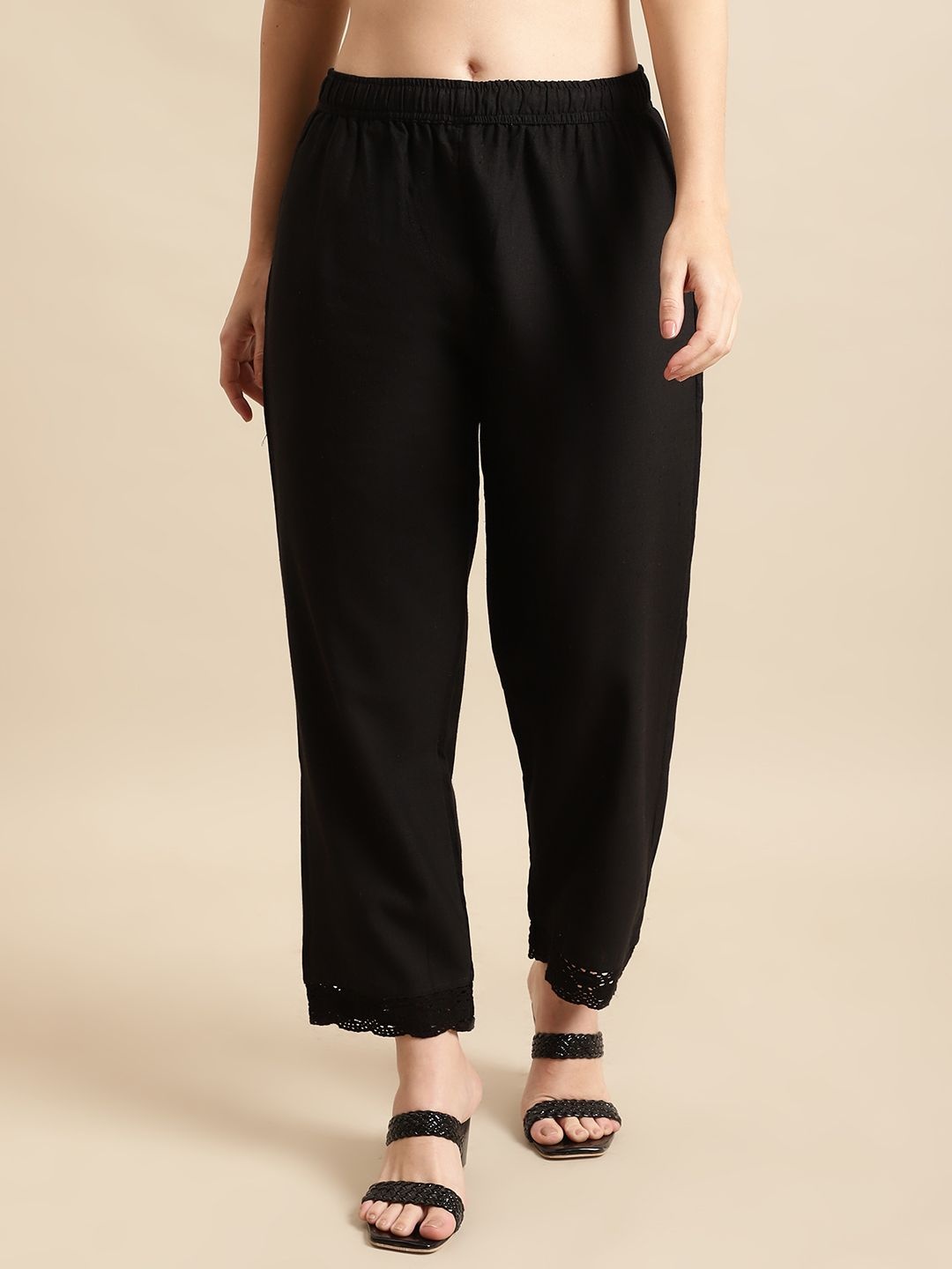 

Pistaa Women Ethnic Palazzos, Black