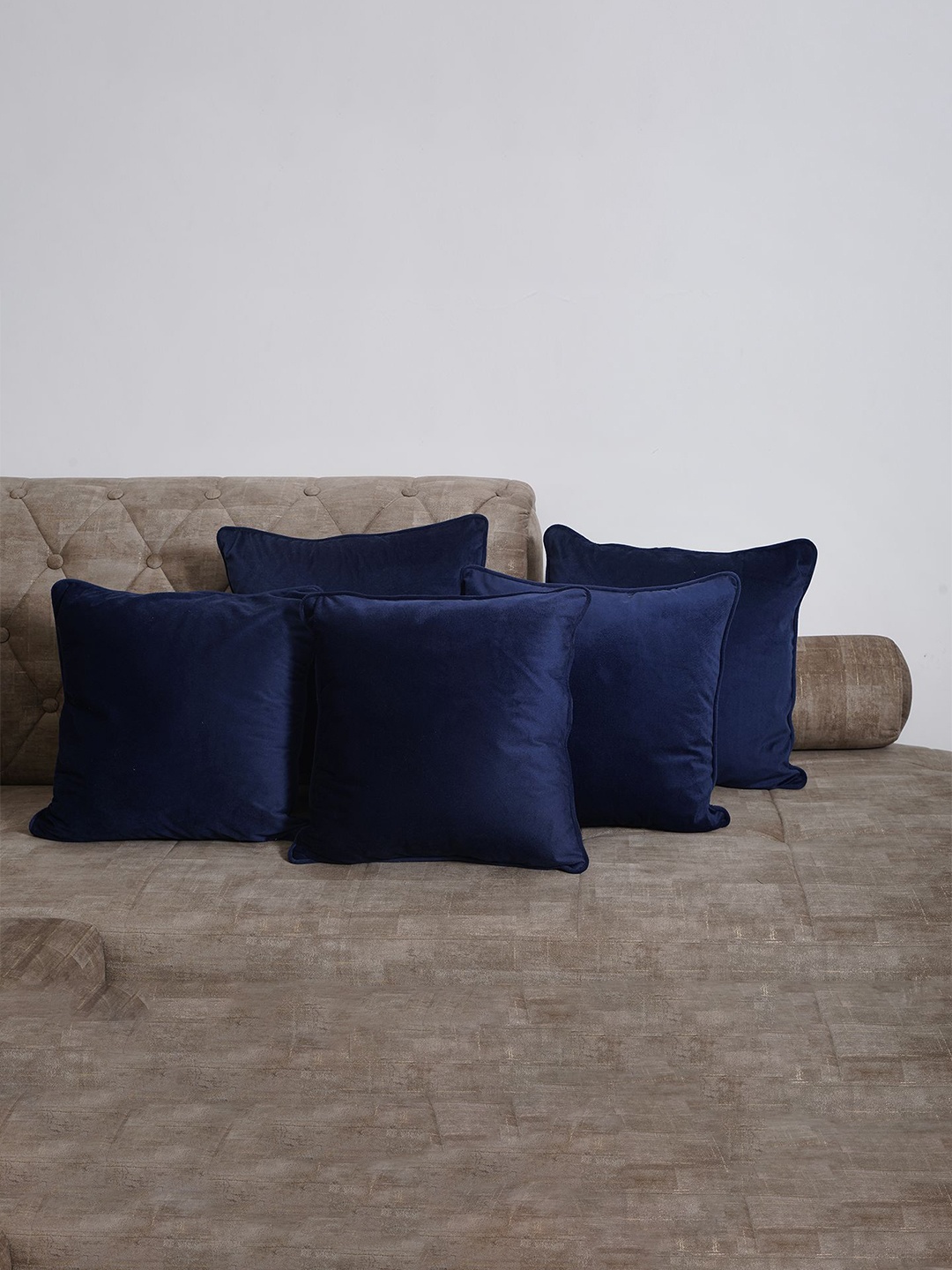 

SANSKRUTIHOMES Blue Set of 5 Velvet Square Cushion Covers