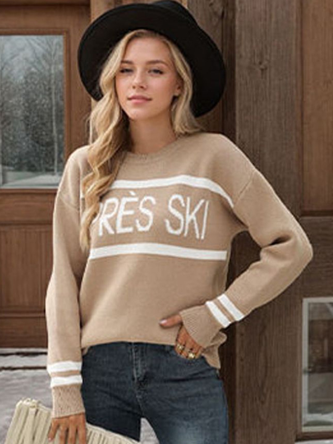 

StyleCast Women Typography Printed Round Neck Long Sleeves Pullover, Mauve