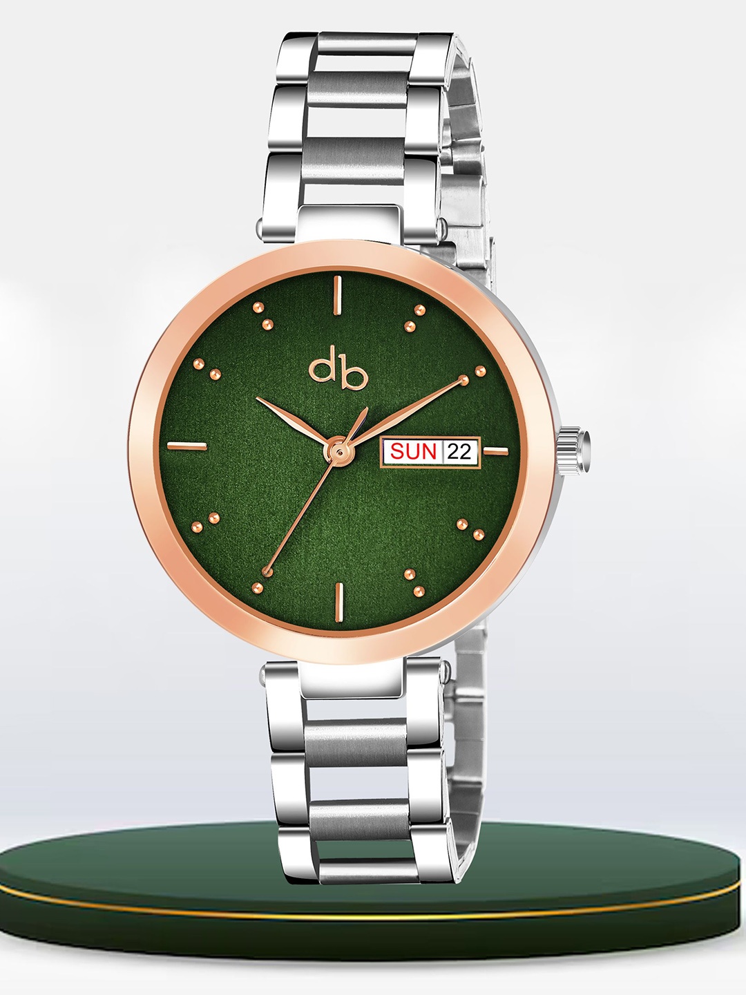 

DressBerry Women Brass Embellished Dial & Stainless Steel Analogue Watch DB-030-Green