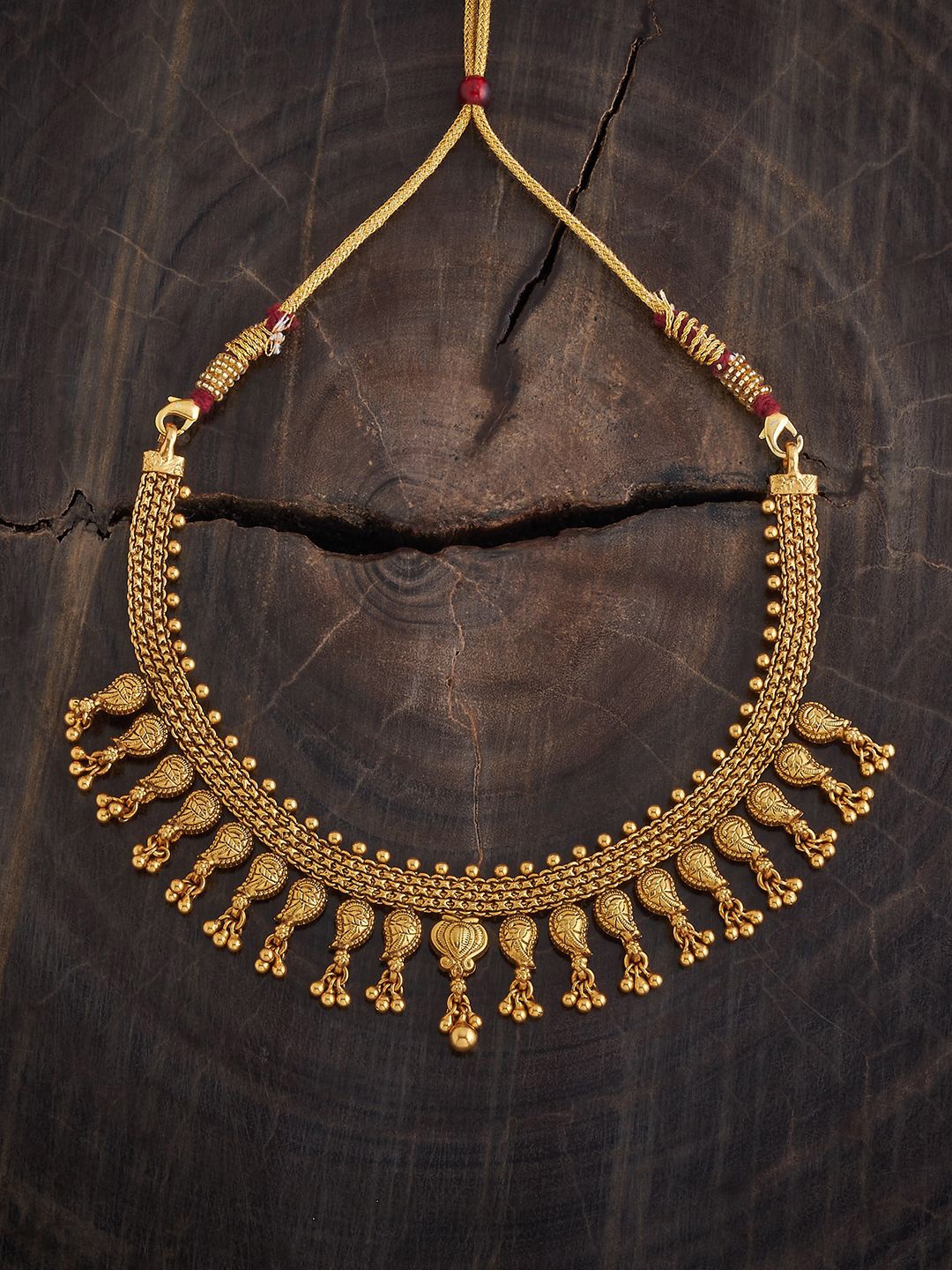 

Kushal's Fashion Jewellery 92.5 Pure Silver Gold-Plated Temple Necklace