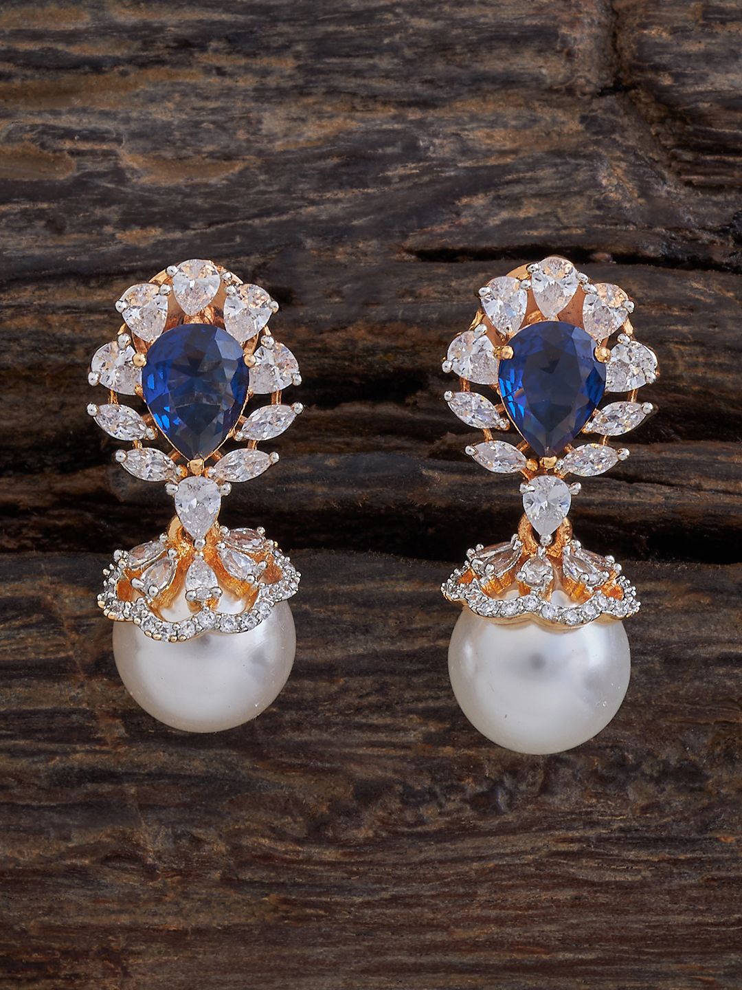 

Kushal's Fashion Jewellery Rhodium Gold-Plated Cubic Zirconia Drop Earrings