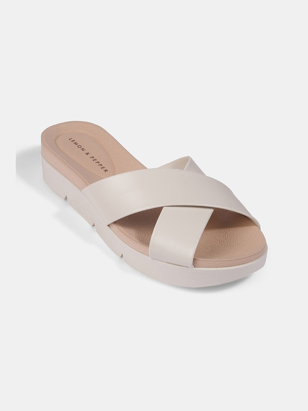 

LEMON & PEPPER Women Synthetic Open Toe Flats, Off white