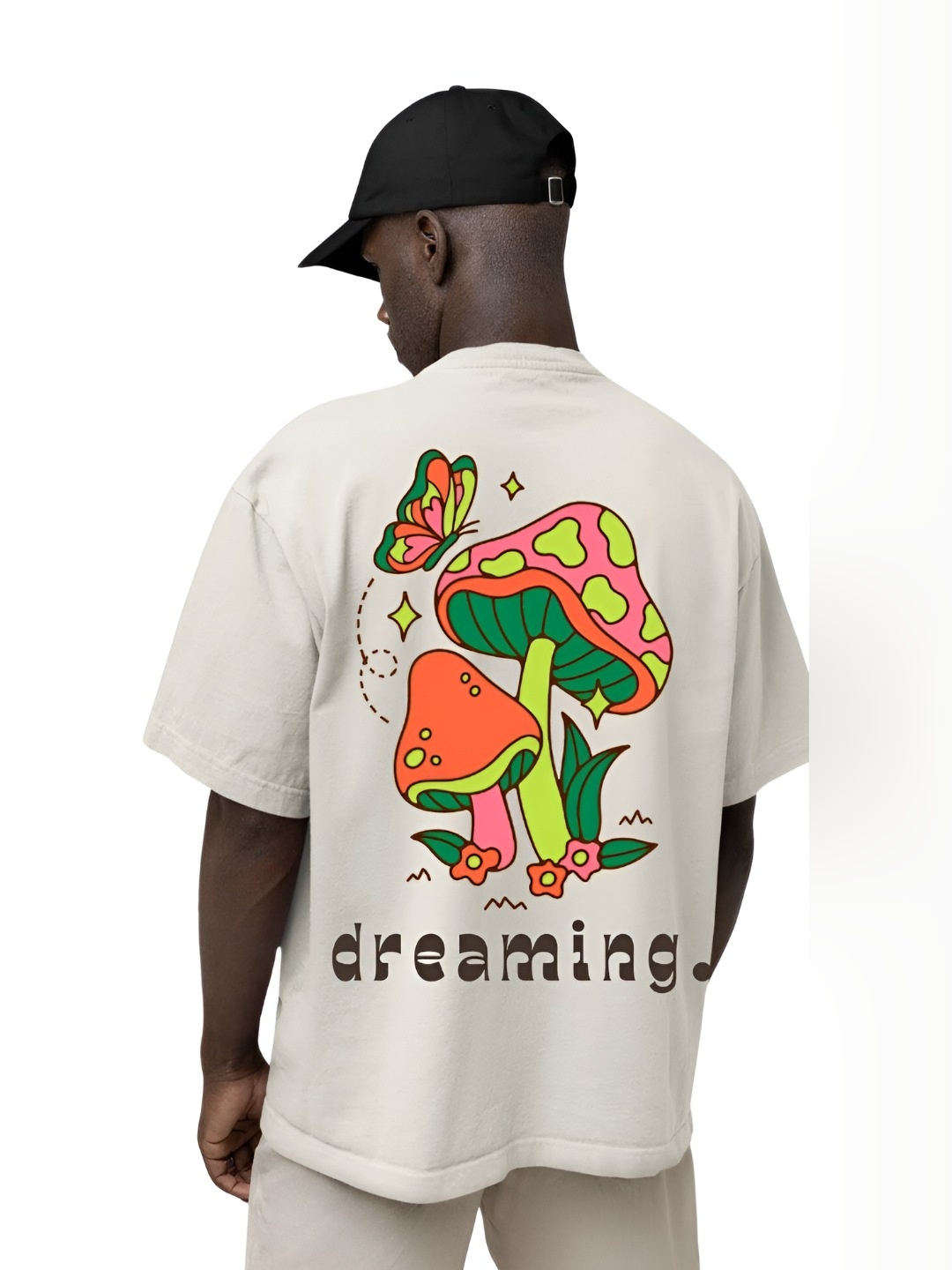 

TBS- THE BARGAIN STREET Men Bio Finish Graphic Printed Round Neck Cotton Oversized T-shirt, White