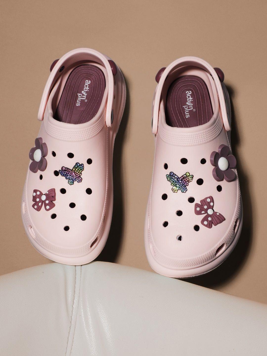 

Action Women Self Design Rubber Clogs, Pink