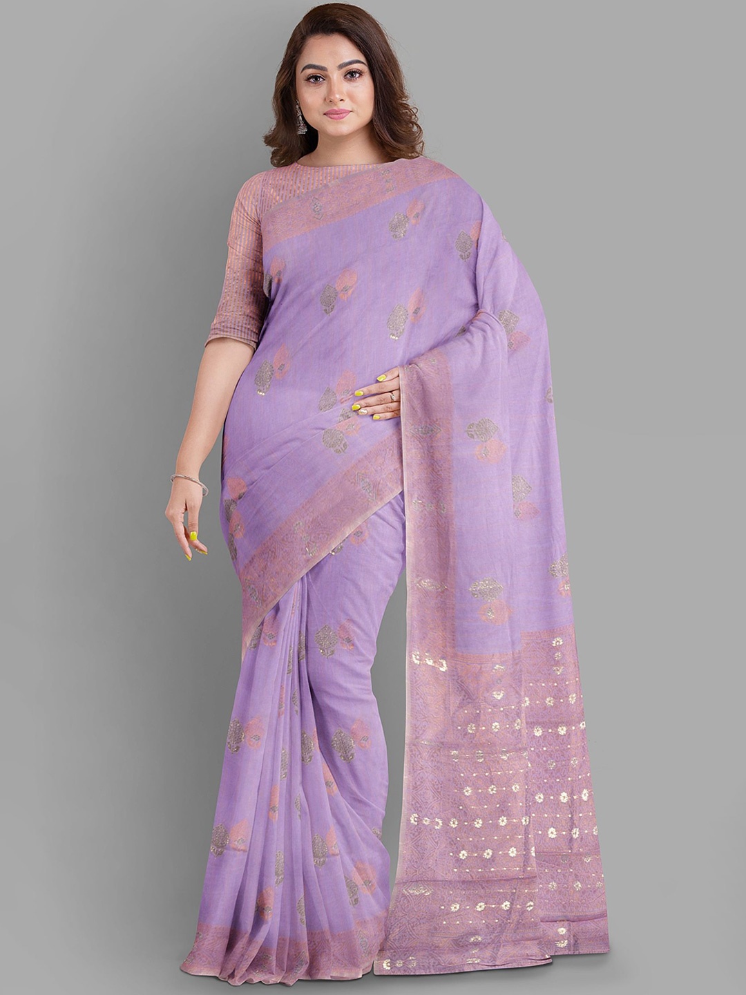 

The Chennai Silks Ethnic Motifs Zari Saree, Lavender