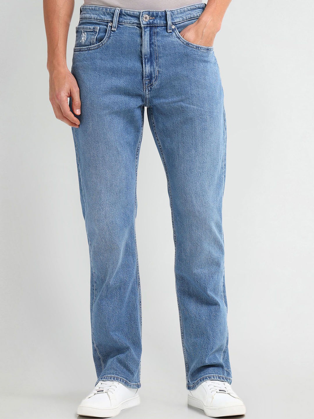 

U.S. Polo Assn. Denim Co. Men Bootcut Clean Look Light Fade Stretchable Jeans, Blue