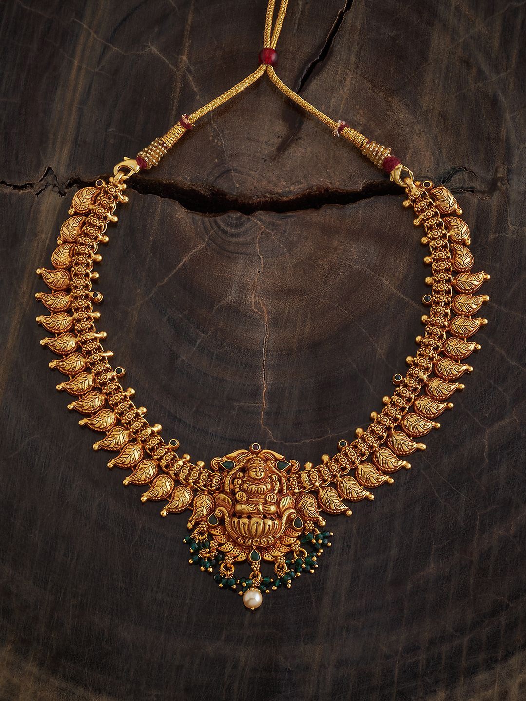 

Kushal's Fashion Jewellery Silver Gold-Plated Temple Necklace