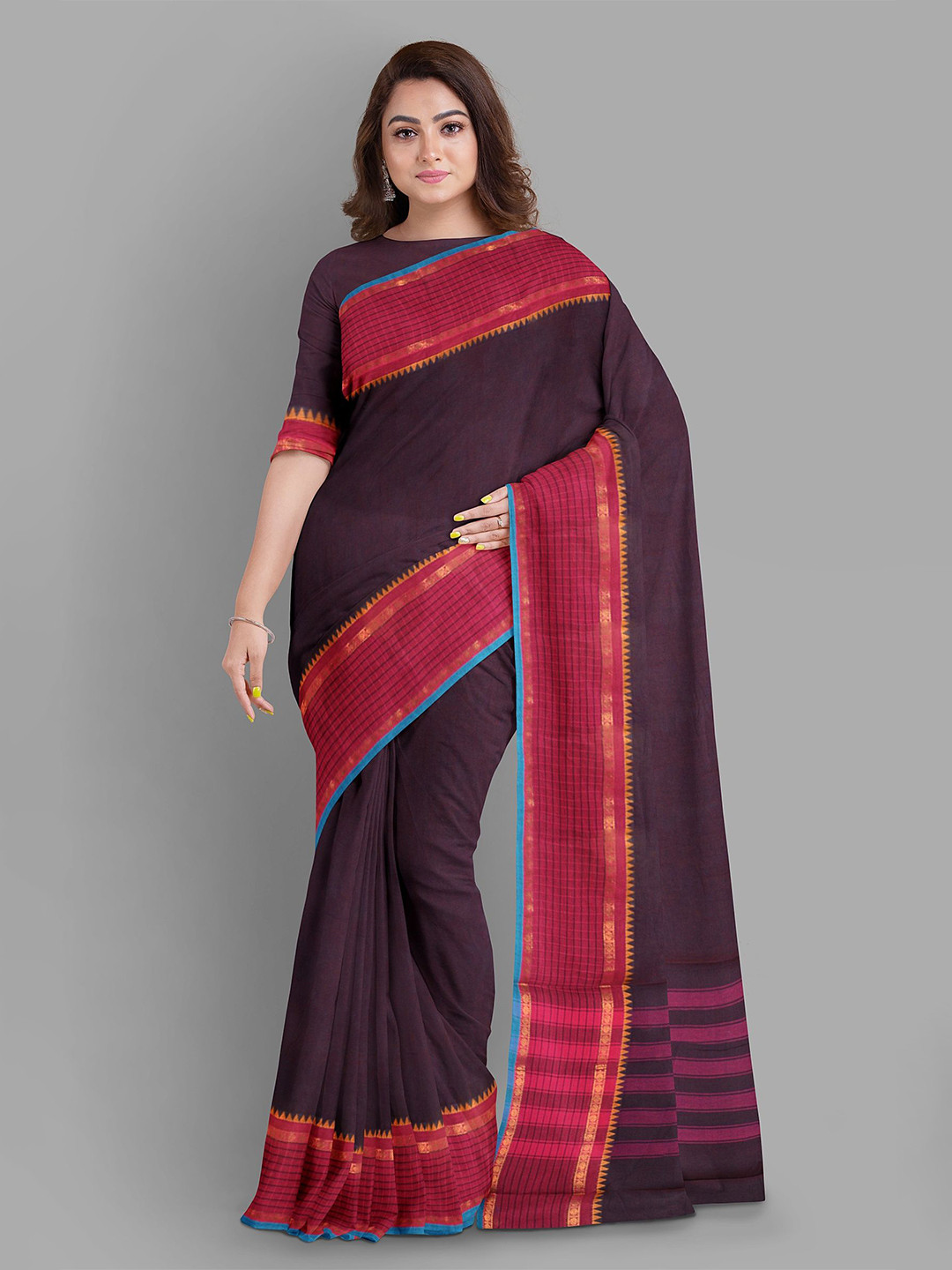 

The Chennai Silks Zari Pure Cotton Chettinad Saree, Maroon