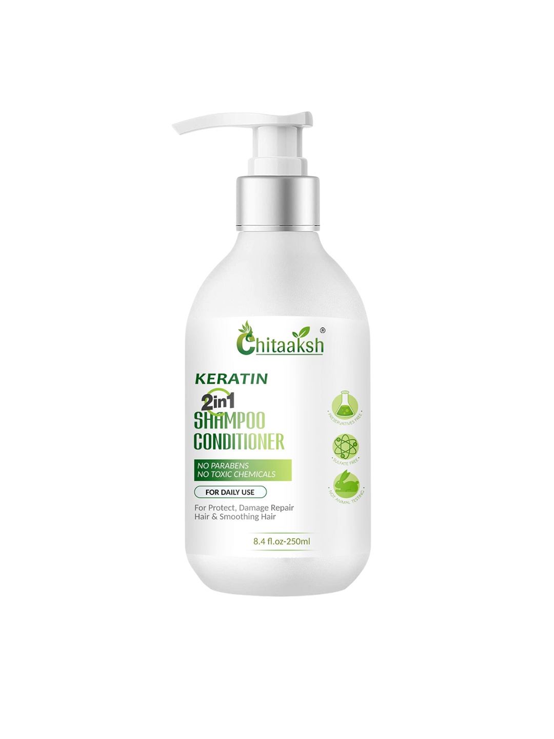 

Chitaaksh 2 In 1 Keratin Shampoo & Conditioner- 250ml, White