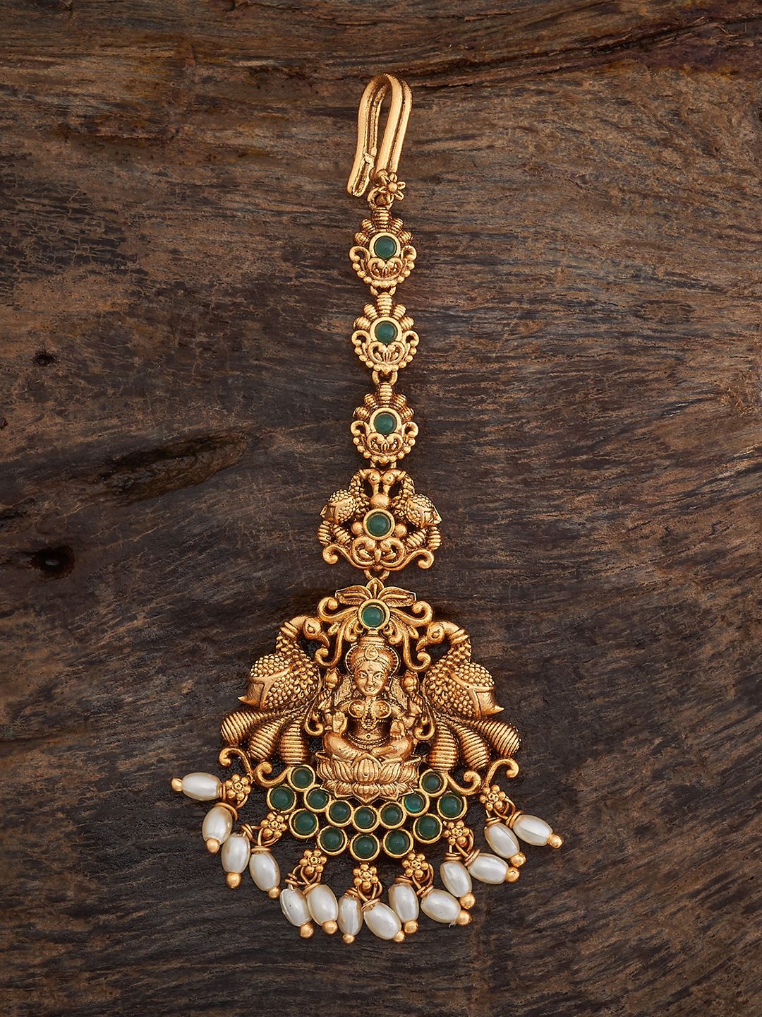 

Kushal's Fashion Jewellery Gold-Plated Stone Studded & Beaded Antique Maang Tikka