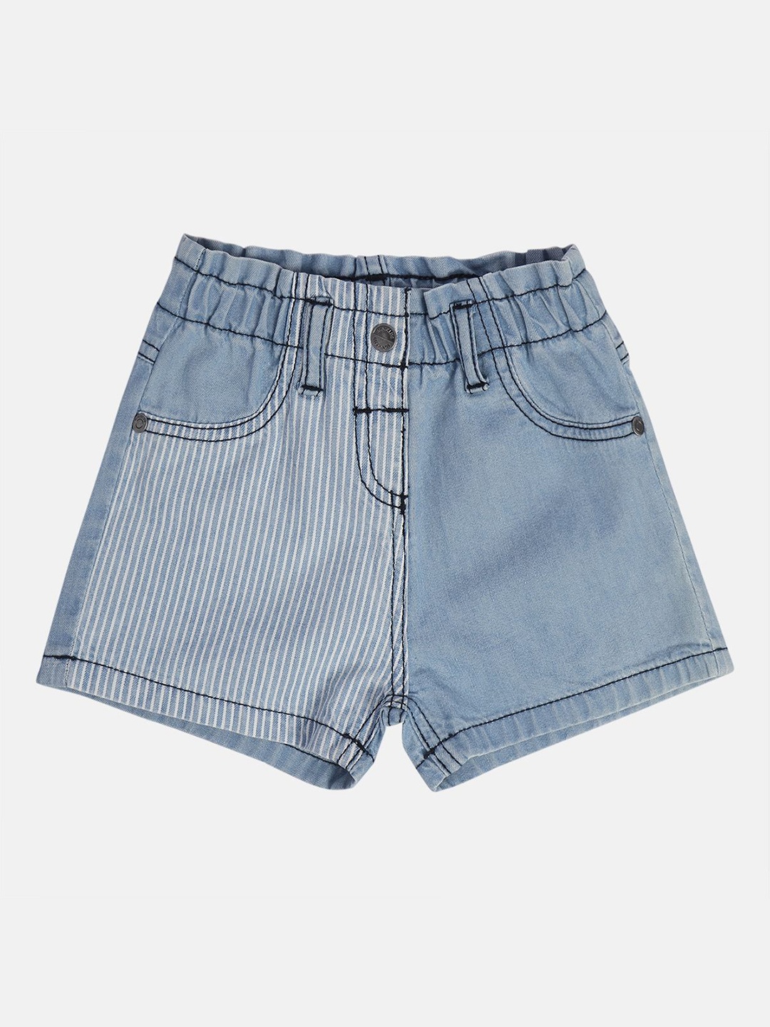 

MINI KLUB Girls Mid-Rise Cotton Shorts, Blue